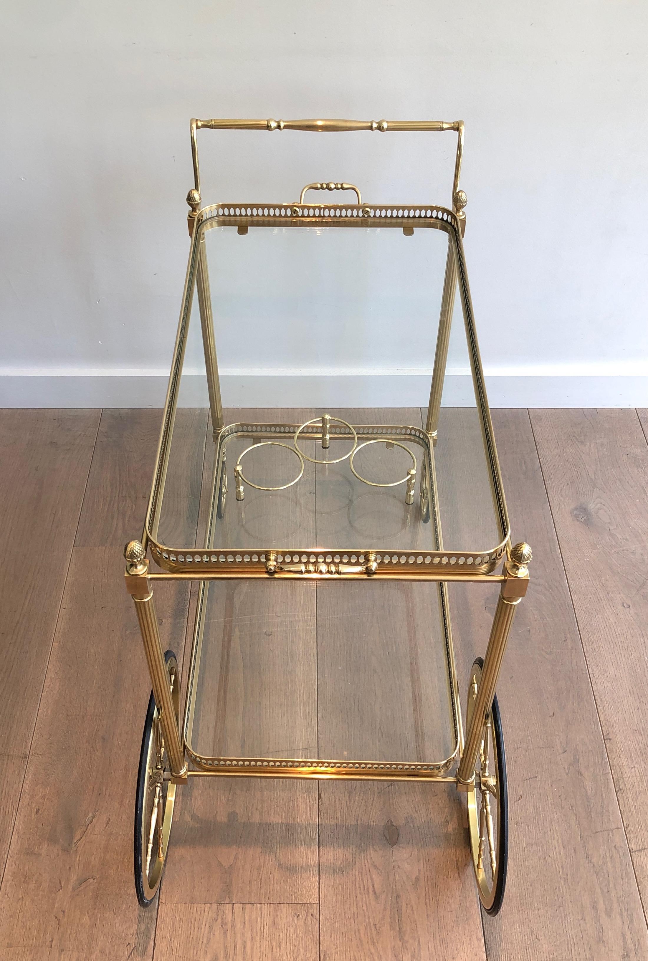 Brass Drinks Trolley with Two Removable Trays by Maison Jansen 13