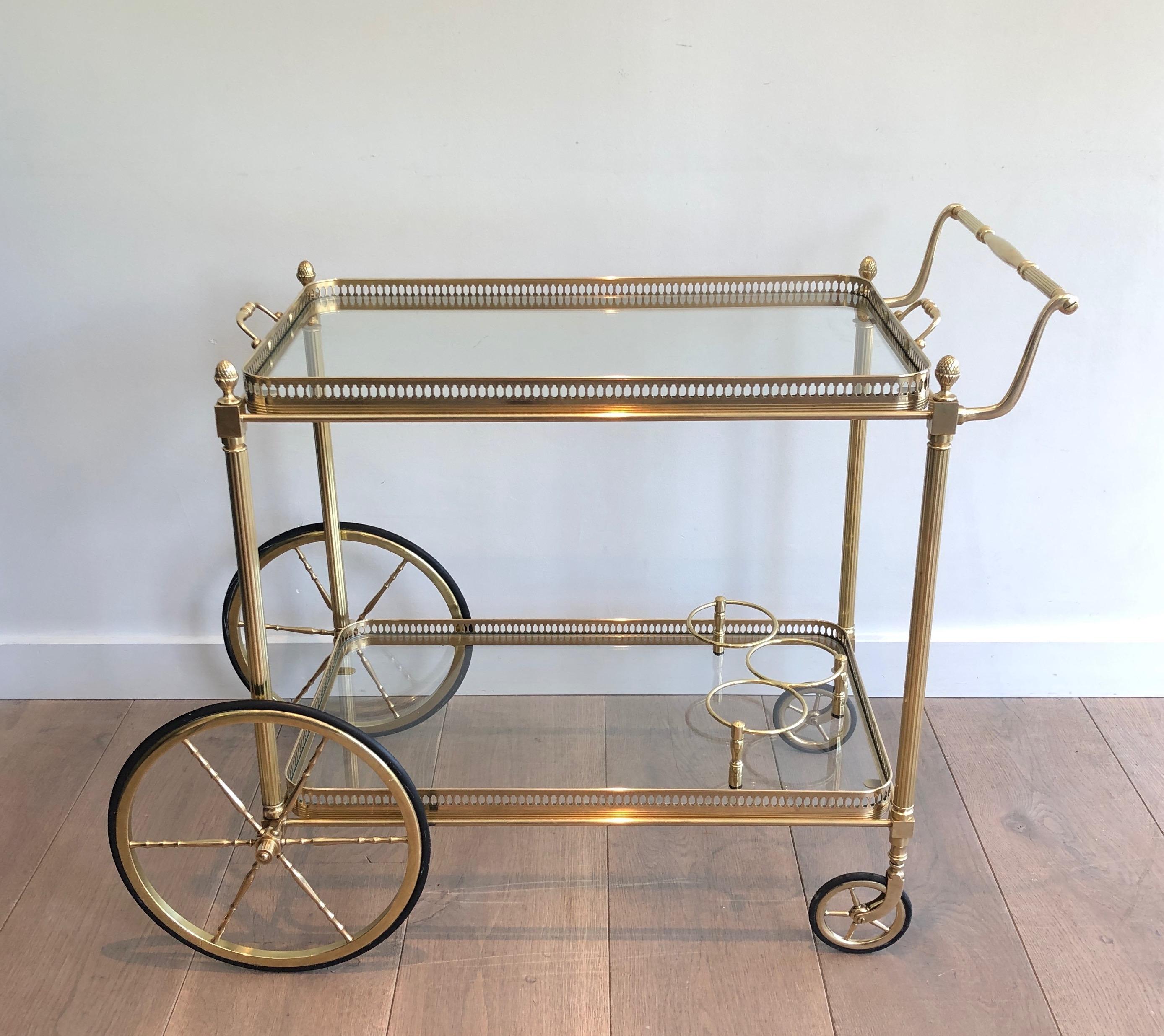 Brass Drinks Trolley with Two Removable Trays by Maison Jansen 14
