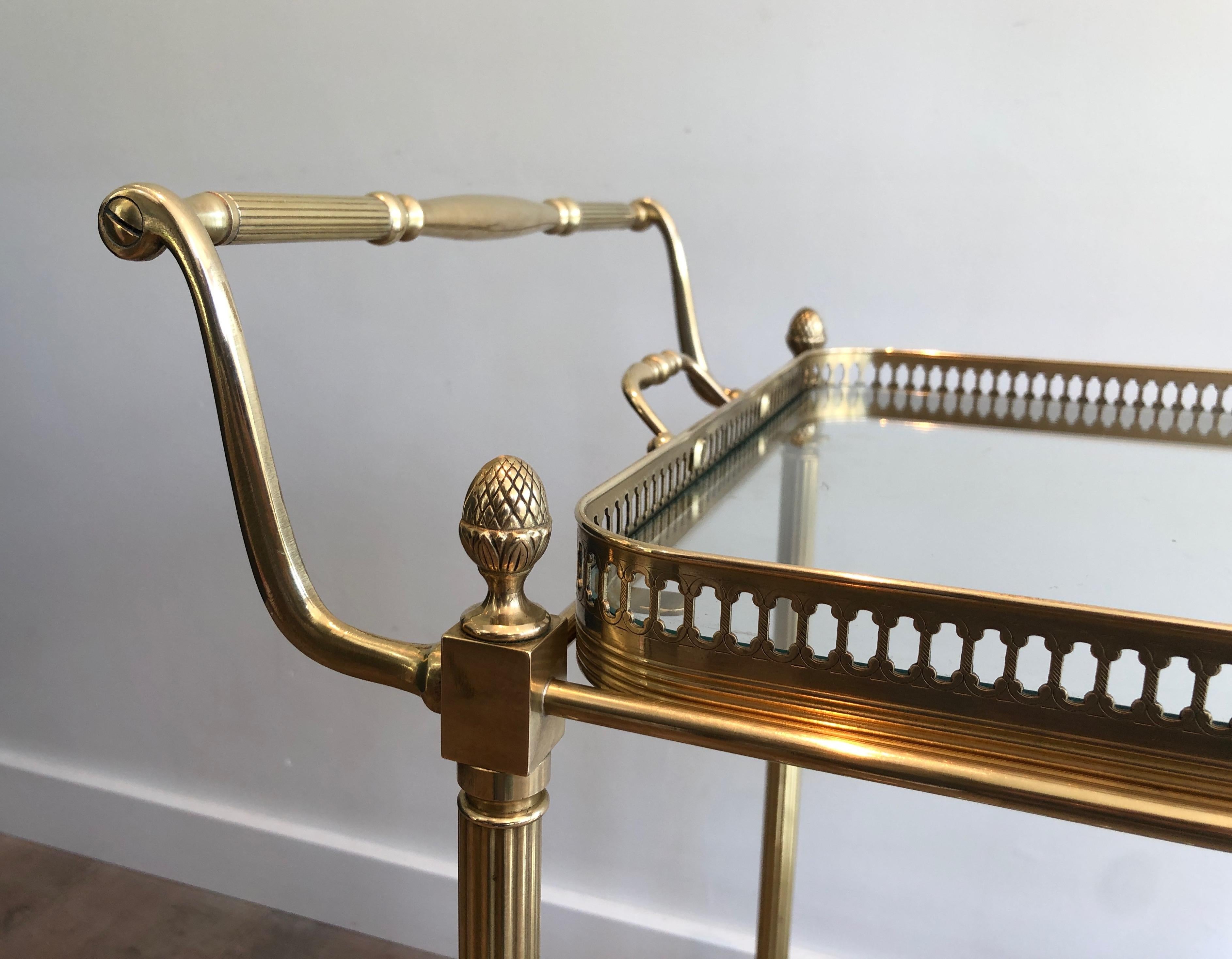 Mid-20th Century Brass Drinks Trolley with Two Removable Trays by Maison Jansen For Sale