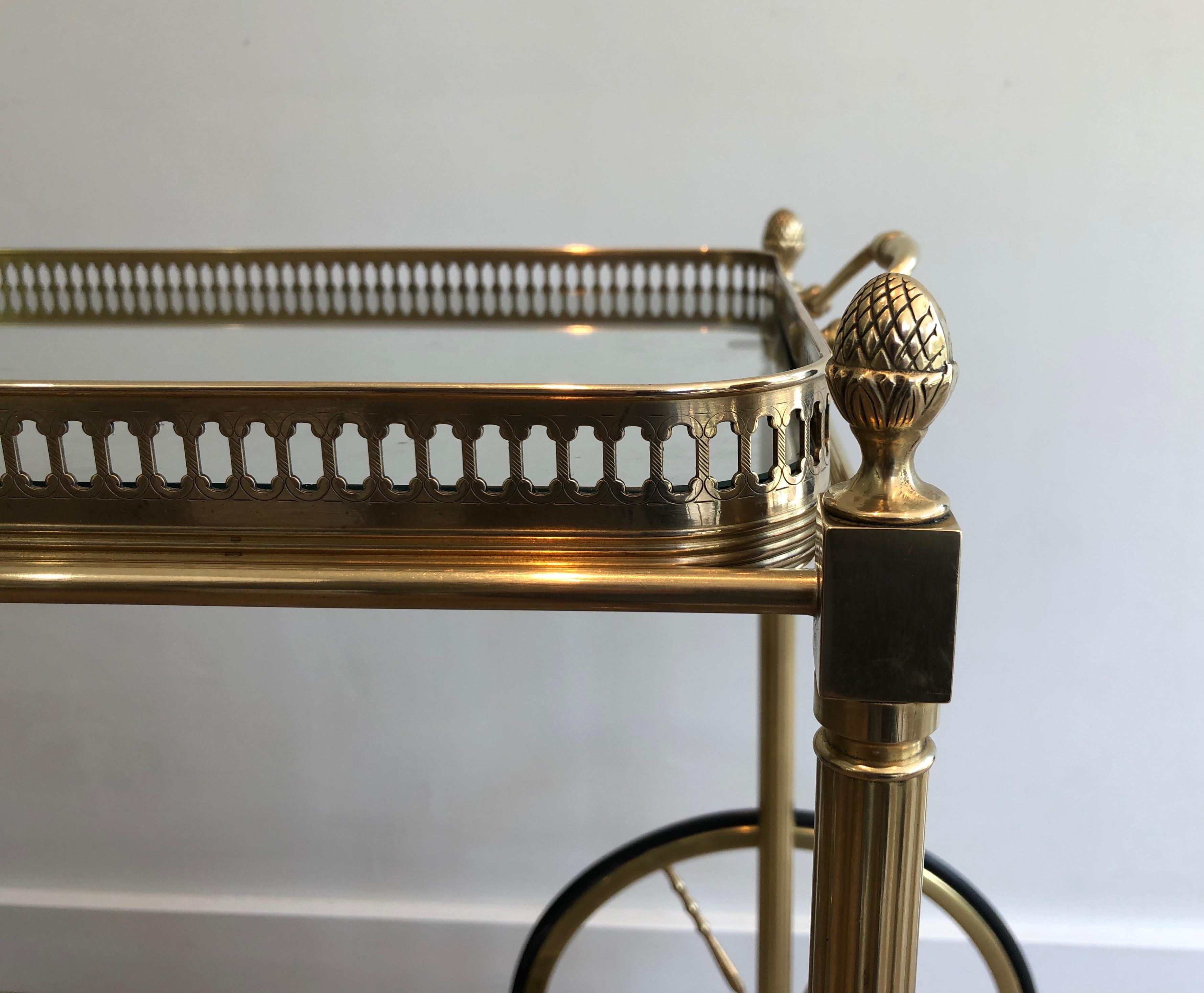 Brass Drinks Trolley with Two Removable Trays by Maison Jansen For Sale 1