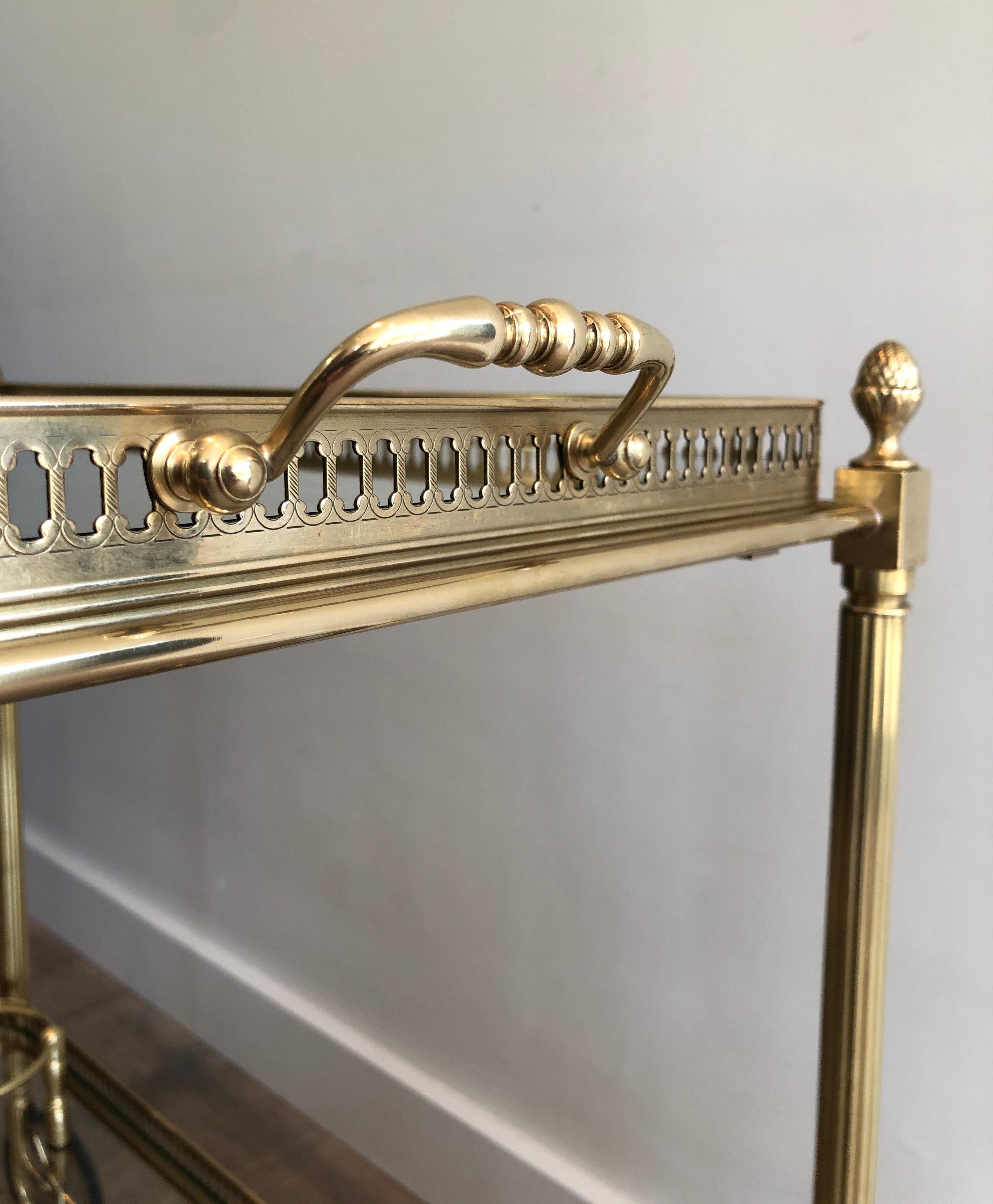 Brass Drinks Trolley with Two Removable Trays by Maison Jansen For Sale 2