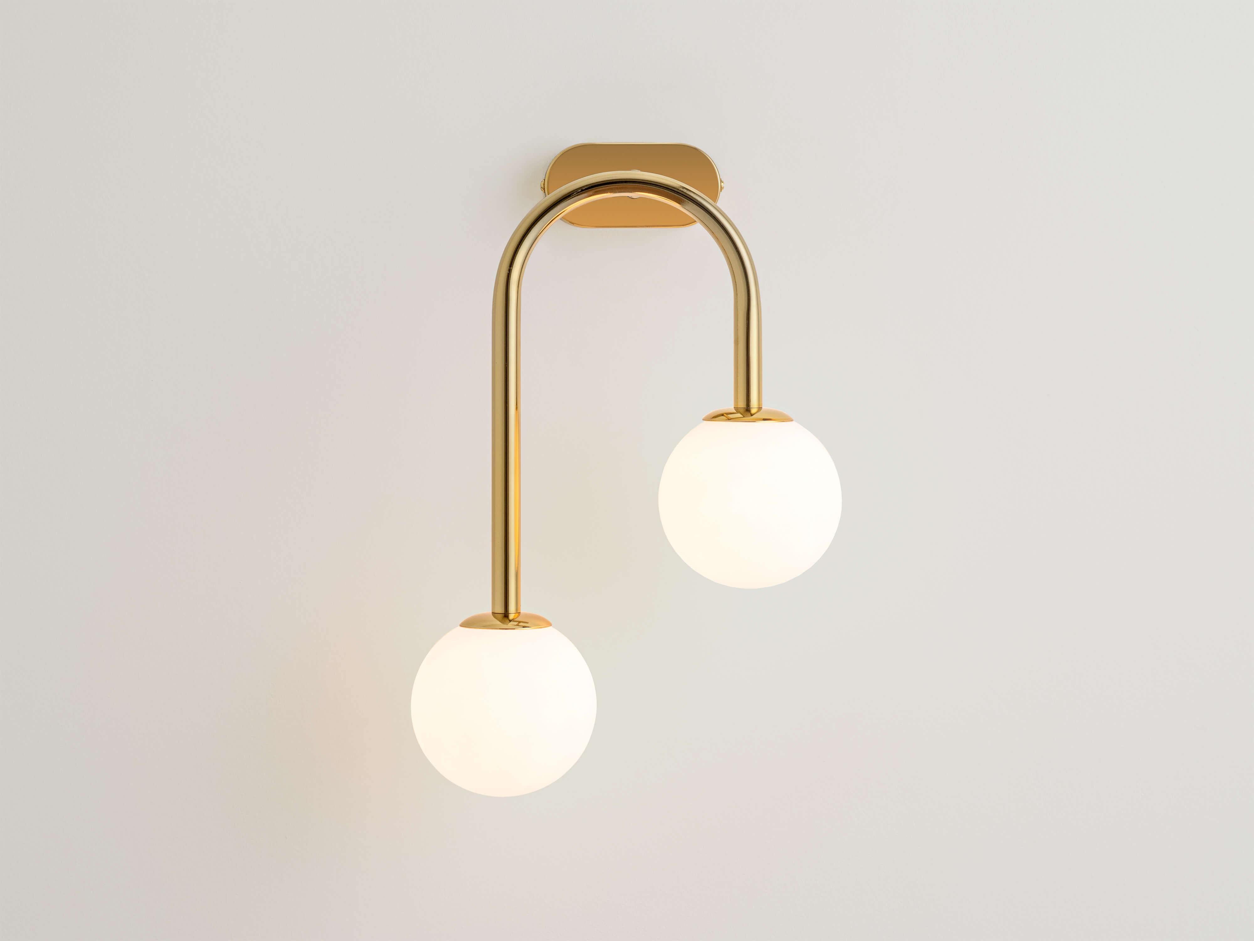 Frosted Brass Drop Curve Wall Light