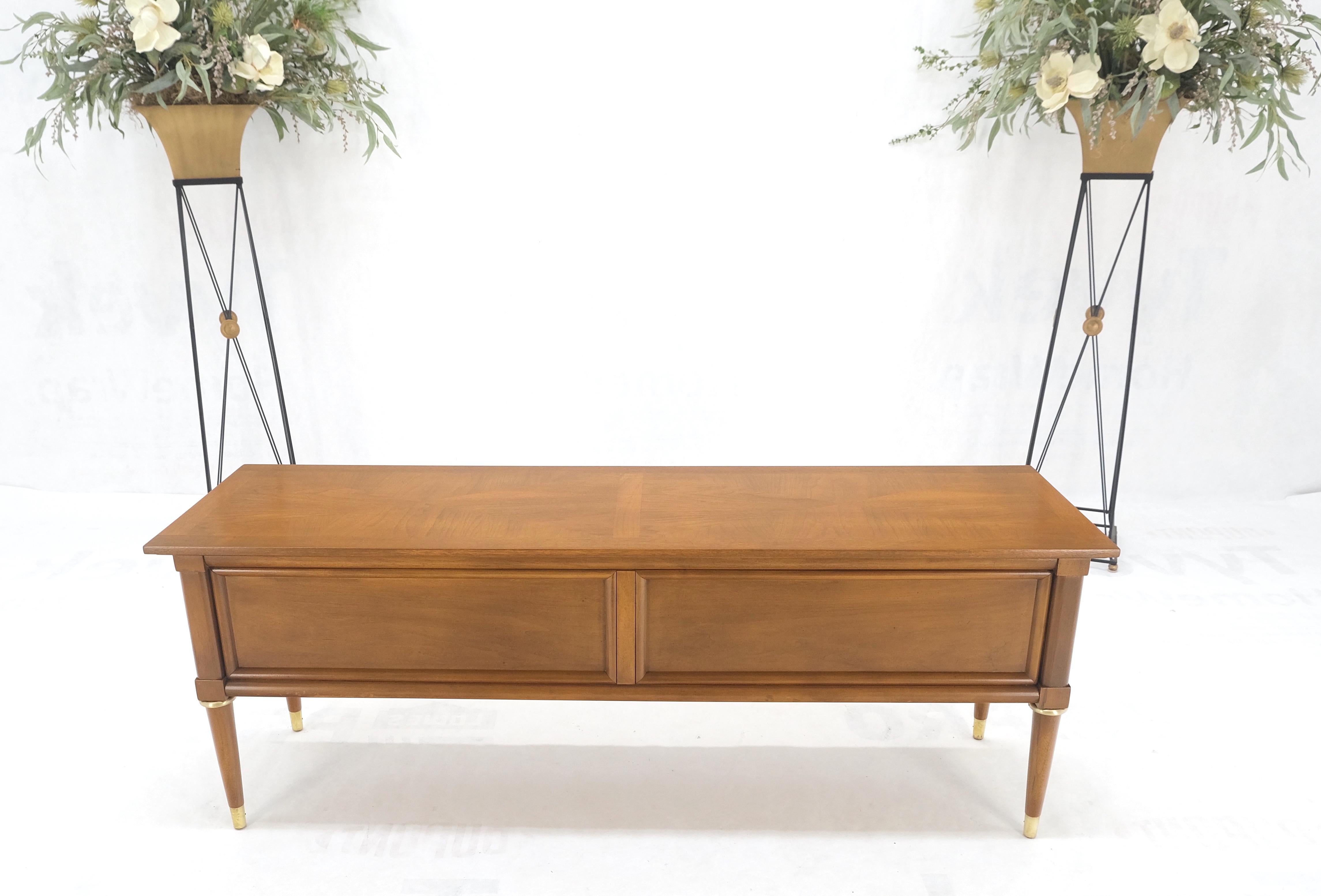 Brass Drop Rings Pulls Low Profile Tapered Legs Long Credenza Mid Century MINT! For Sale 1