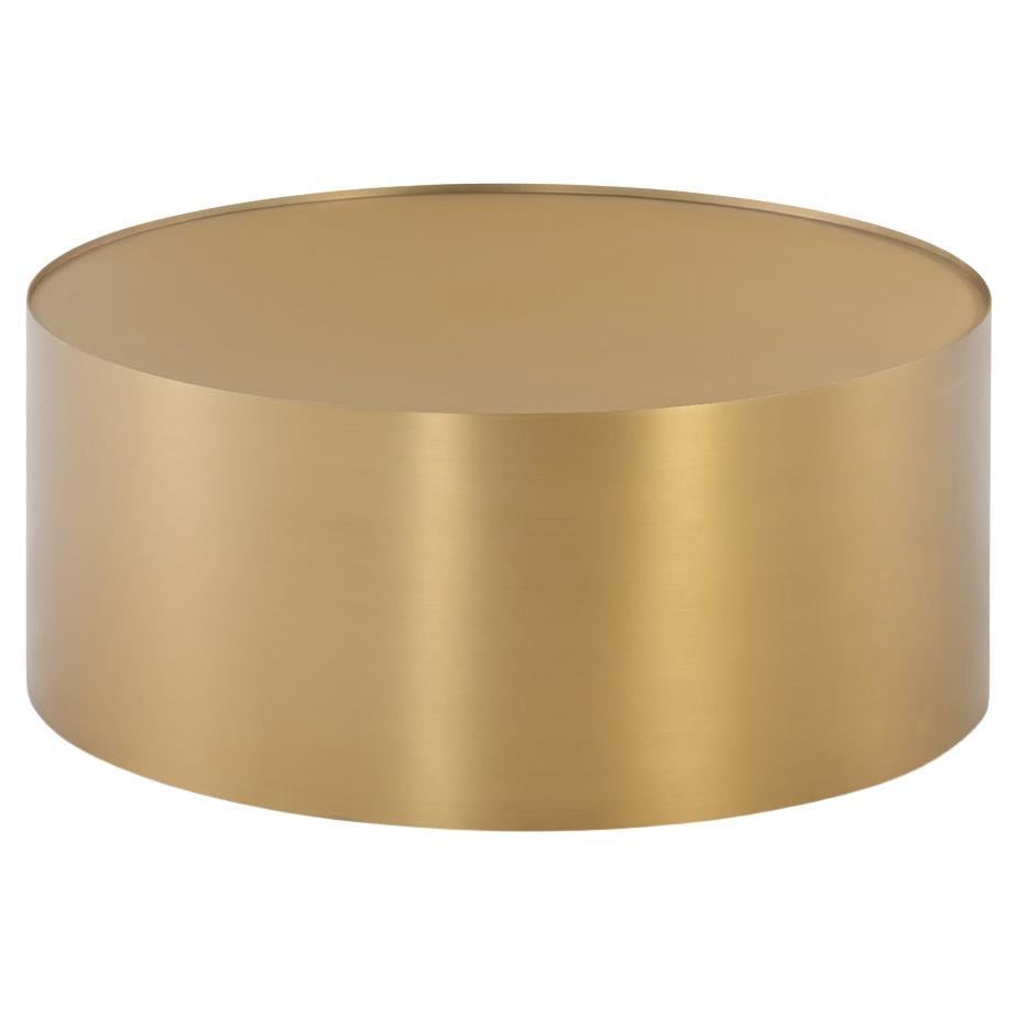 Trommel-Couchtisch aus Messing - Edelstahl - Finish