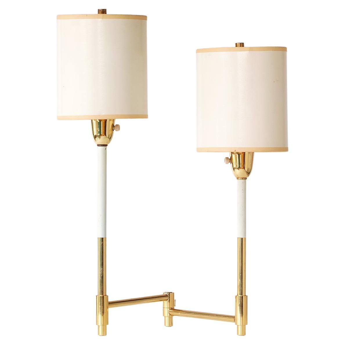 Brass Dual Swing Lamp Attributed to Casey Fantin