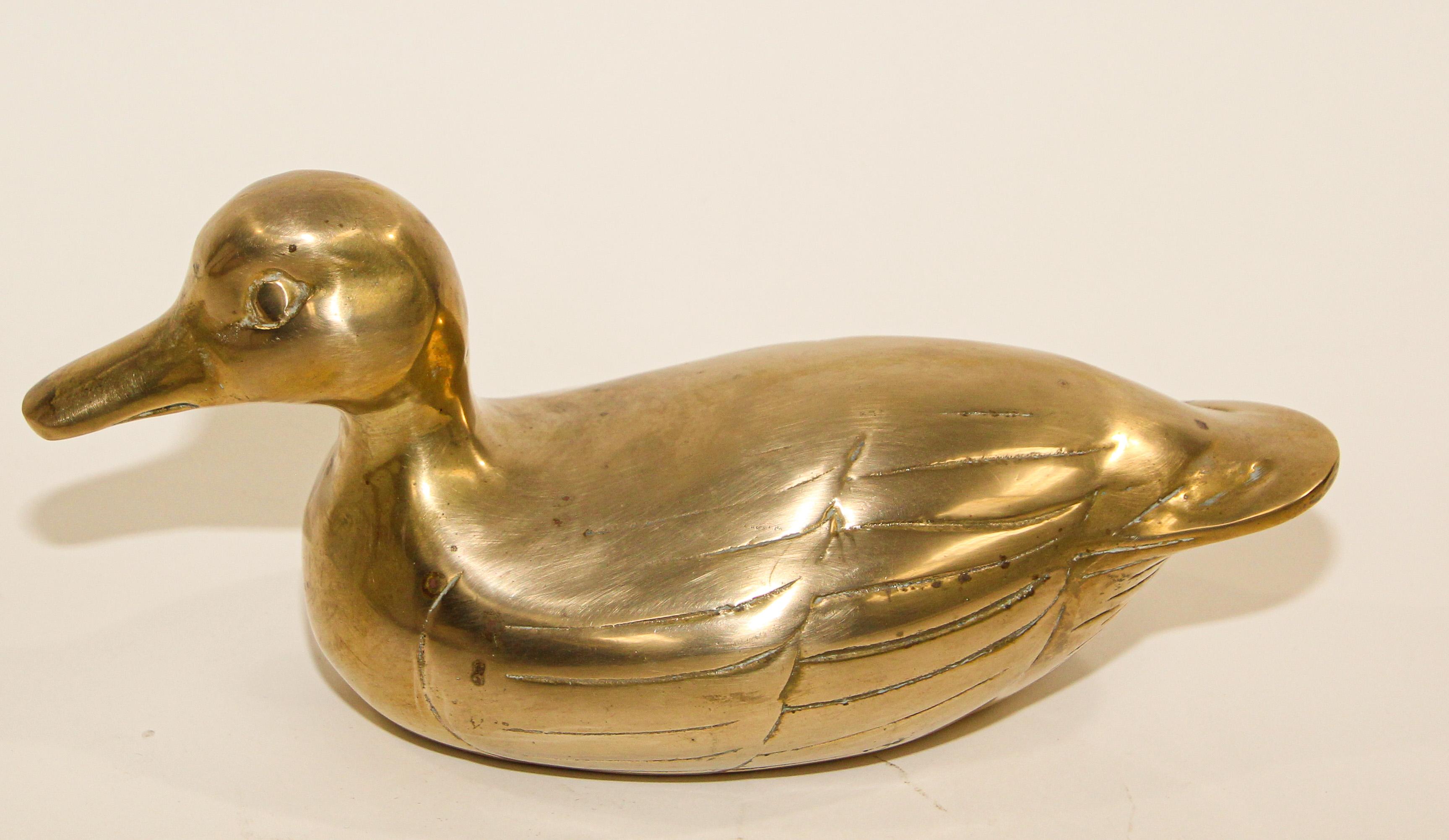 Brass Duck Form Decorative Sculpture In Good Condition For Sale In North Hollywood, CA