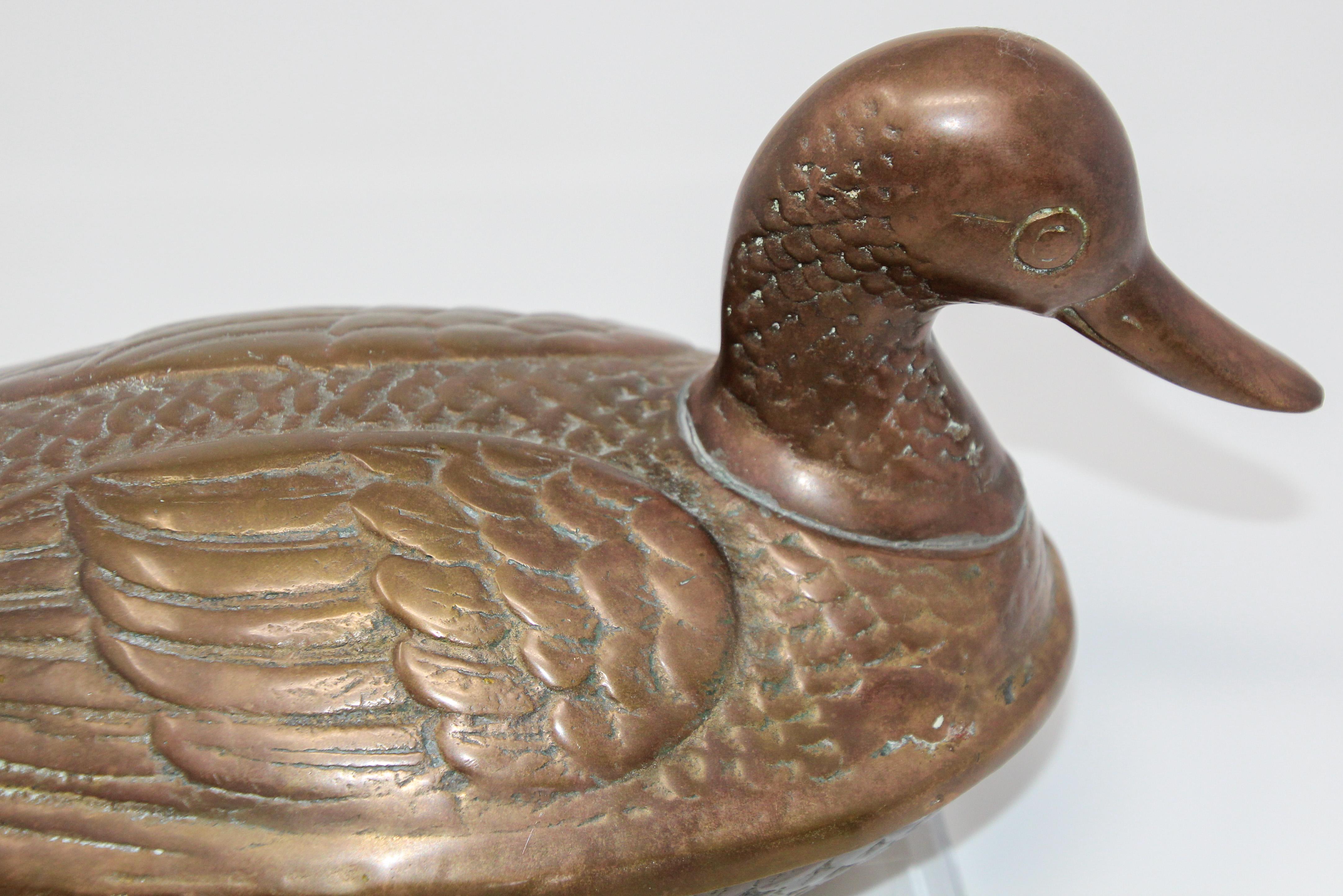 Brass Duck Form Lidded Decorative Box In Good Condition In North Hollywood, CA