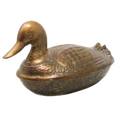 Vintage Brass Duck Form Lidded Decorative Box