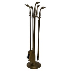 Brass Duck heads Fireplace Tools In the style of Maison Jansen