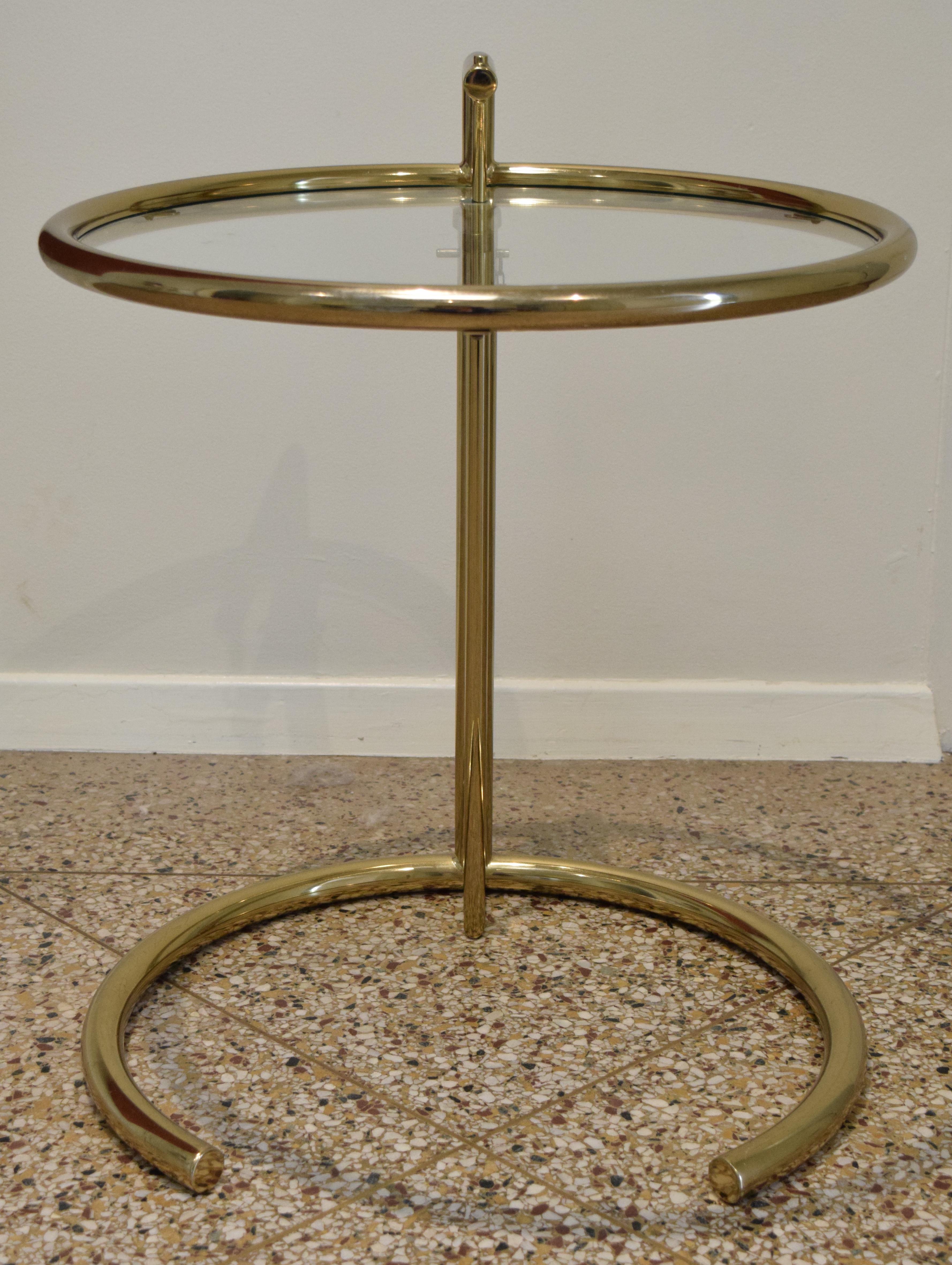 Unknown Brass E1027-Style Side Table For Sale