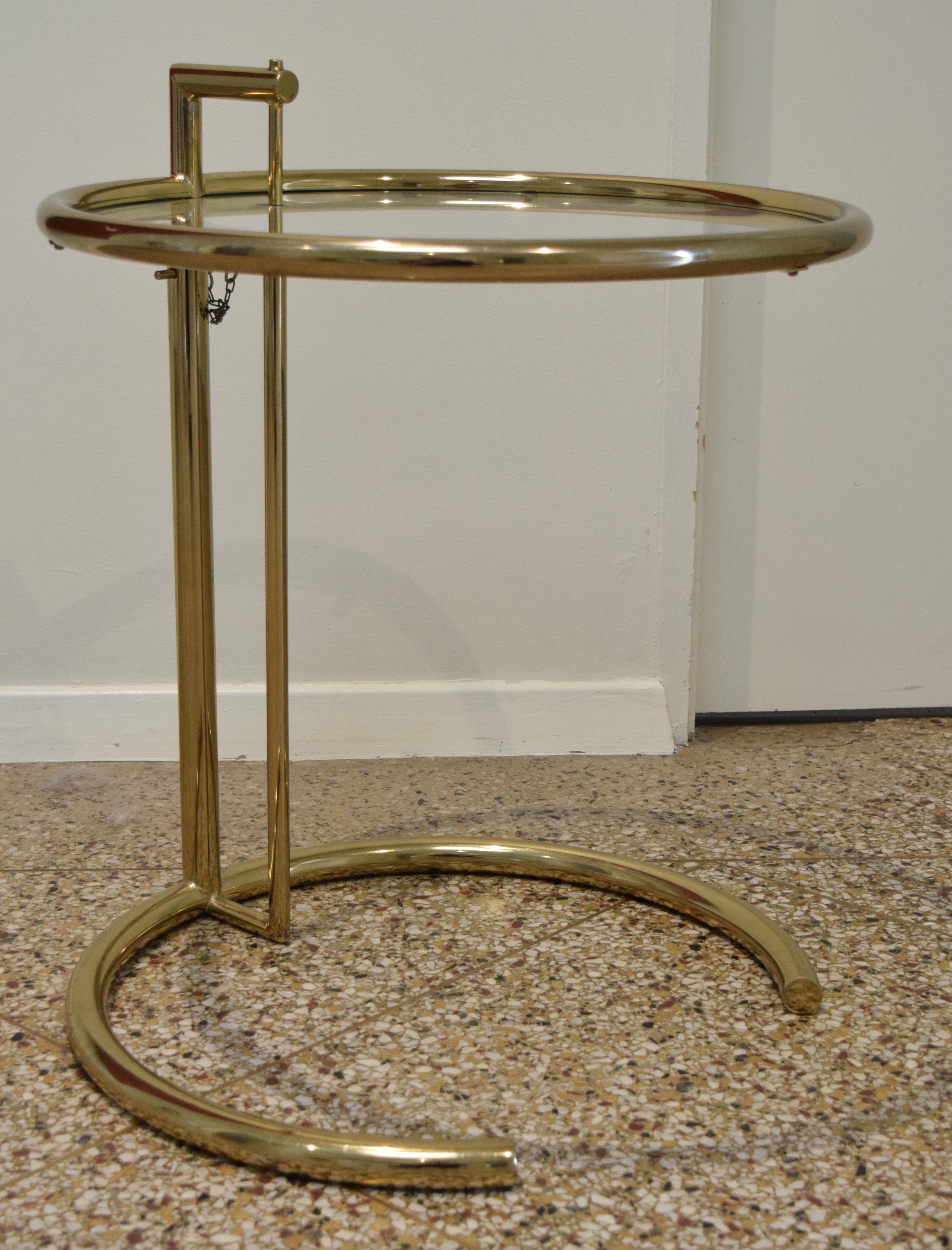 Brass E1027-Style Side Table In Good Condition For Sale In Princeton, NJ