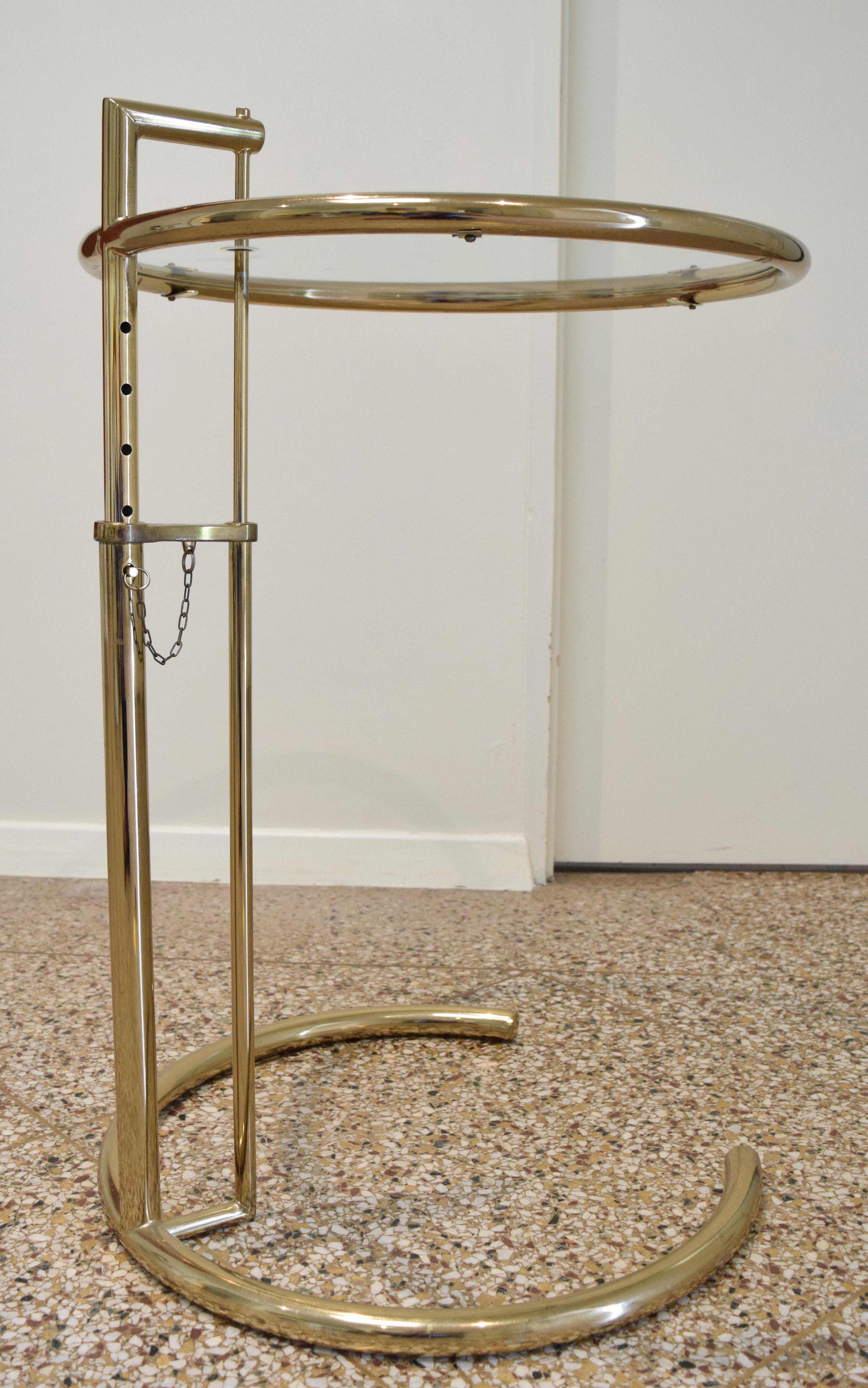 Late 20th Century Brass E1027-Style Side Table For Sale