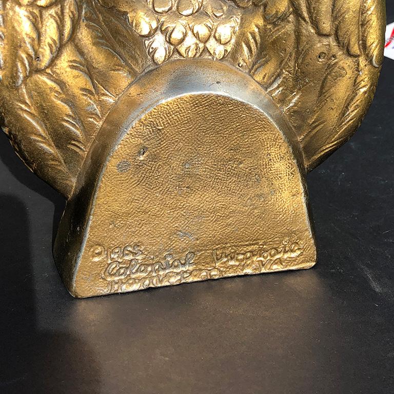 American Colonial Brass Eagle Book End 1776 circa 1965 Colonial Virginia Hampton VA Signed