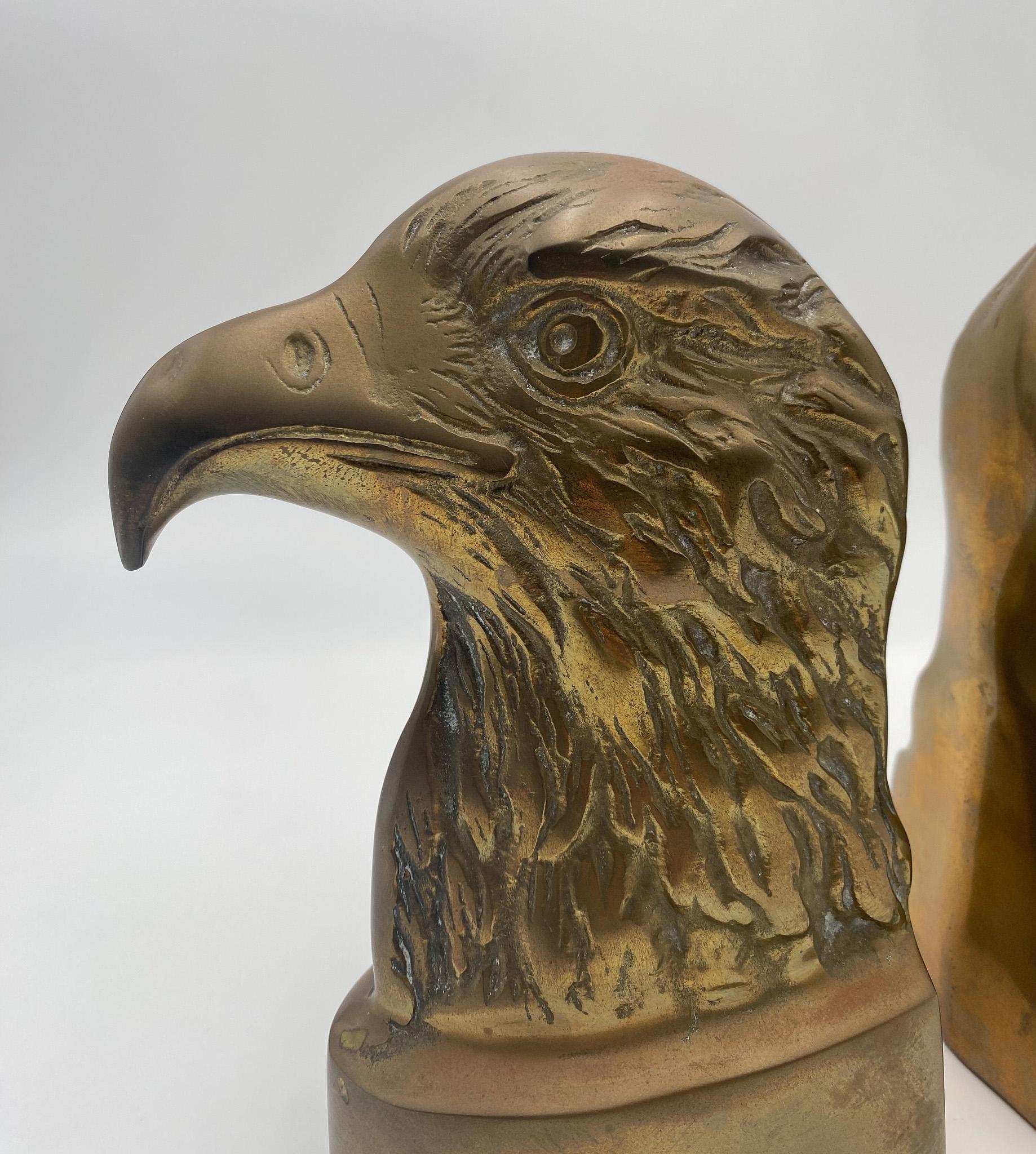 Brass Eagle Bookends or Doorstops, 1970's  In Good Condition For Sale In Costa Mesa, CA