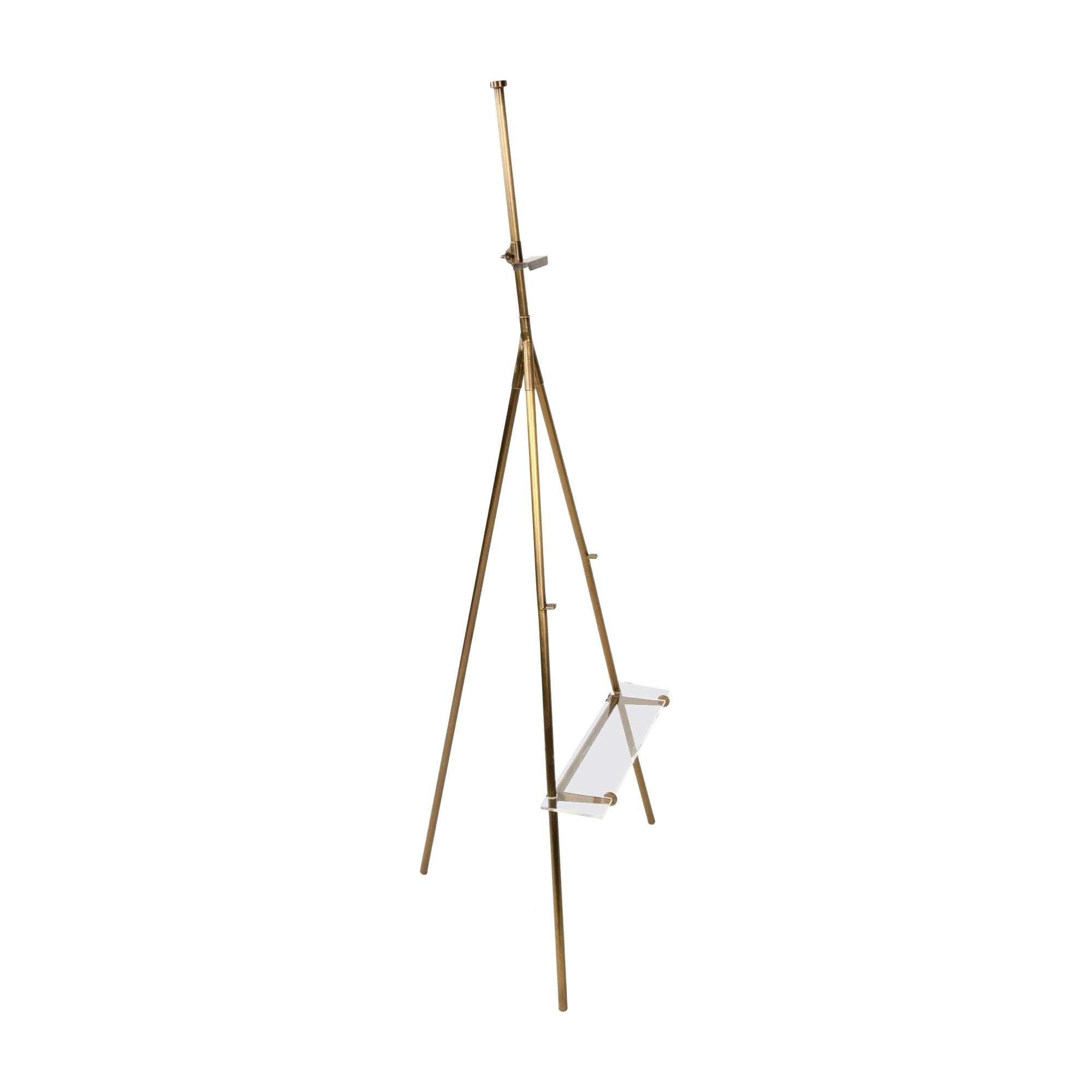 Cavalletto in ottone con ripiano in acrilico