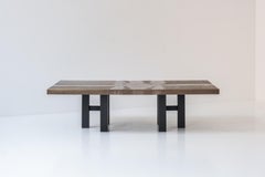 Brass edged coffee table by George Mathias for Lova Creation, Belgium 1970s