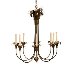 Brass Eight-Light Chandelier in the Manner of Tommi Parzinger, Late 20th Century