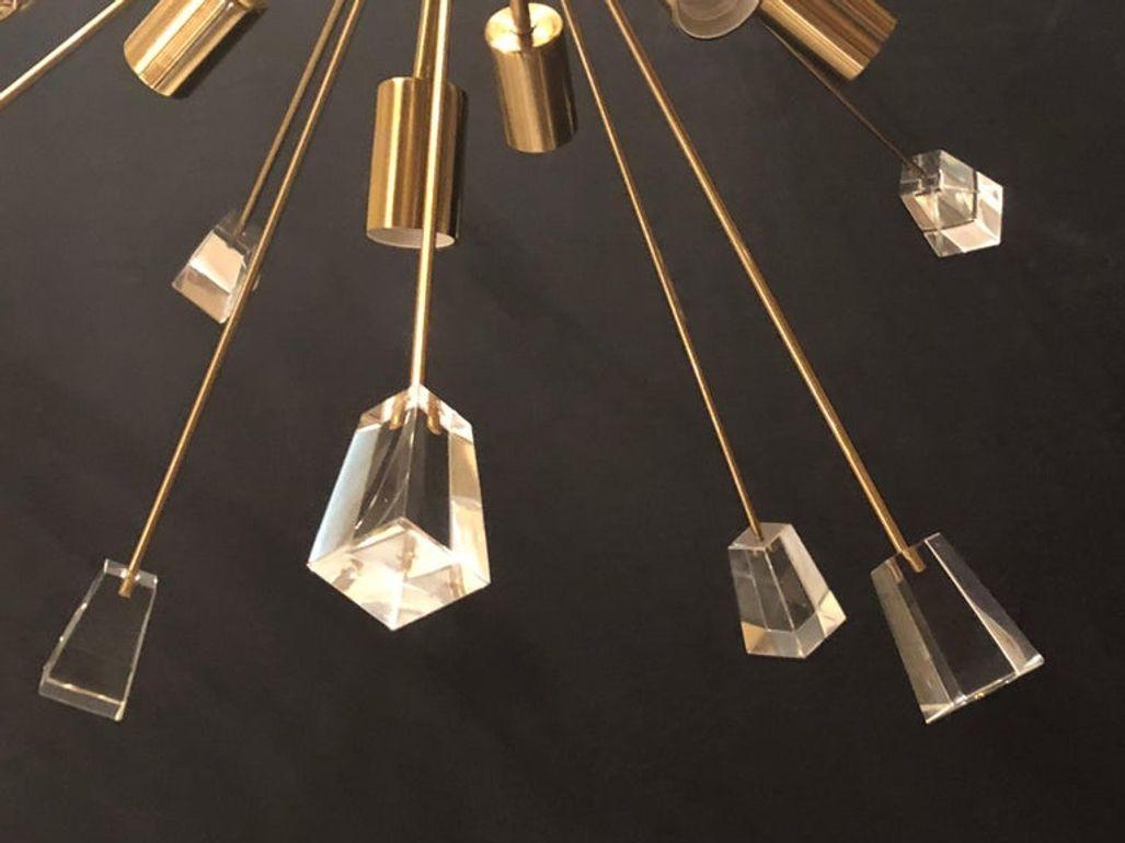 Brass Eighteen-Light Sputnik Chandelier in the Mid-Century Modern Style For Sale 4