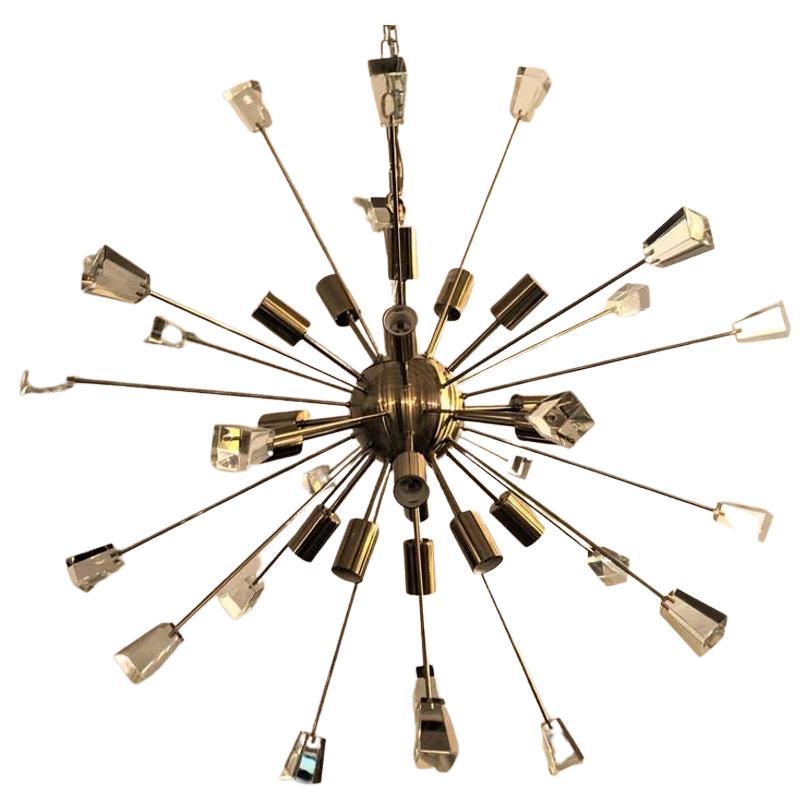 Brass Eighteen-Light Sputnik Chandelier in the Mid-Century Modern Style For Sale