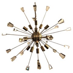 Brass Eighteen-Light Sputnik Chandelier in the Mid-Century Modern Style