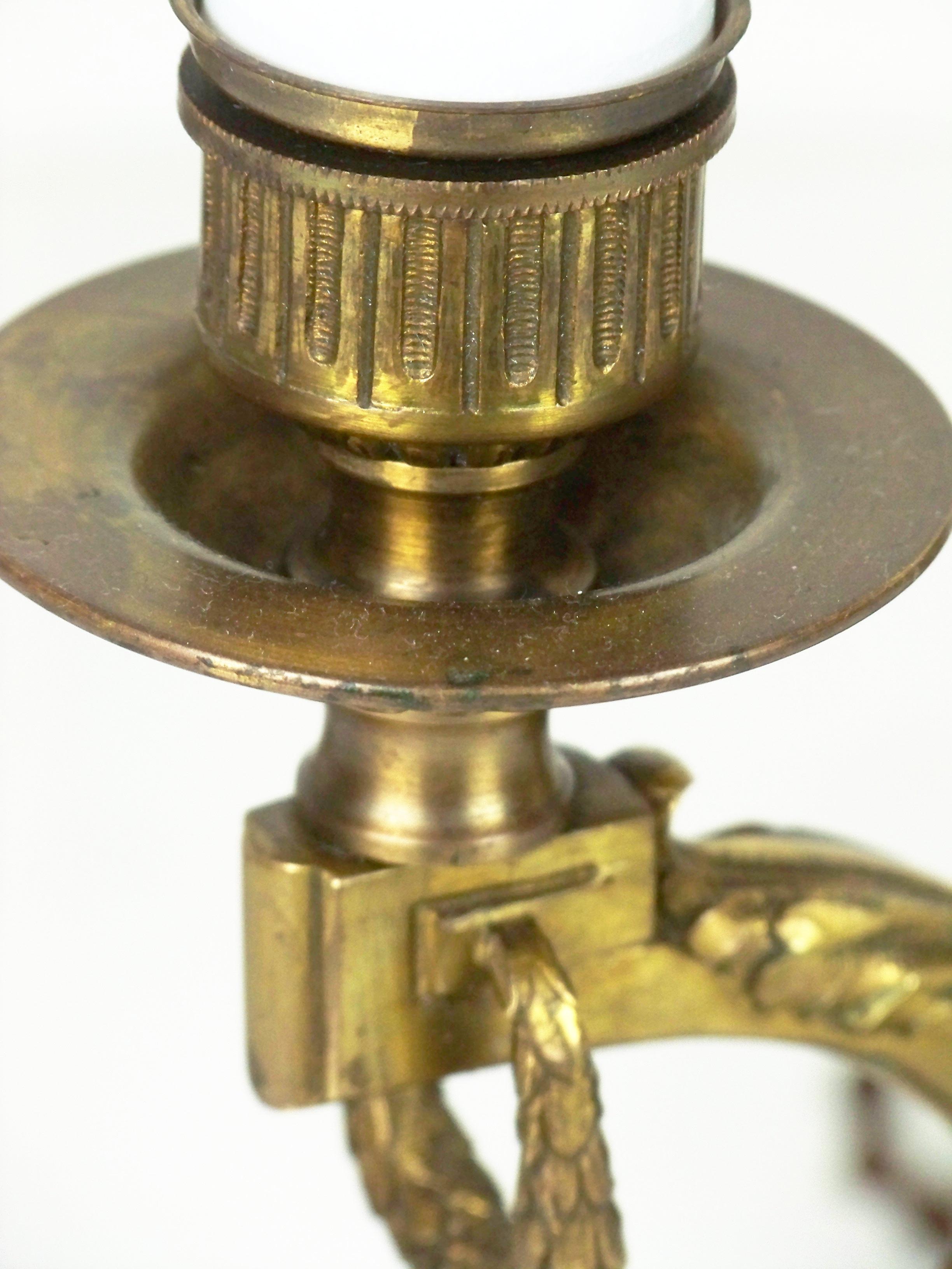 Brass Electric Candlesticks with Fine Chiselling For Sale 2