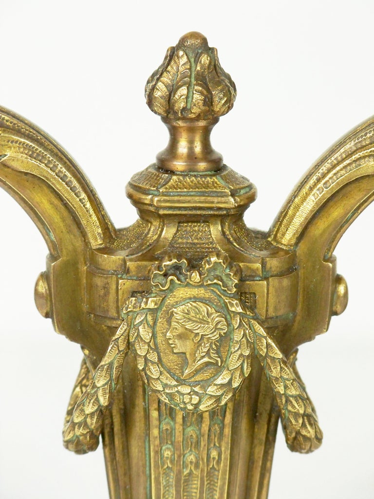 Brass Electric Candlesticks with Fine Chiselling For Sale at 1stDibs