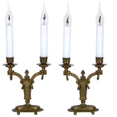 Brass Electric Candlesticks with Fine Chiselling