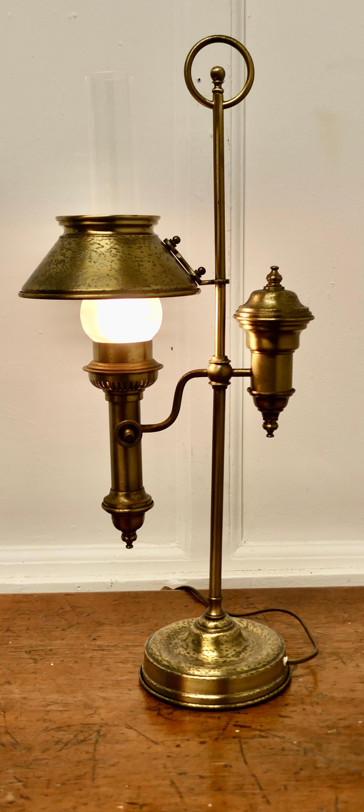 Mid-20th Century Brass Electrified Table Lamp   b For Sale