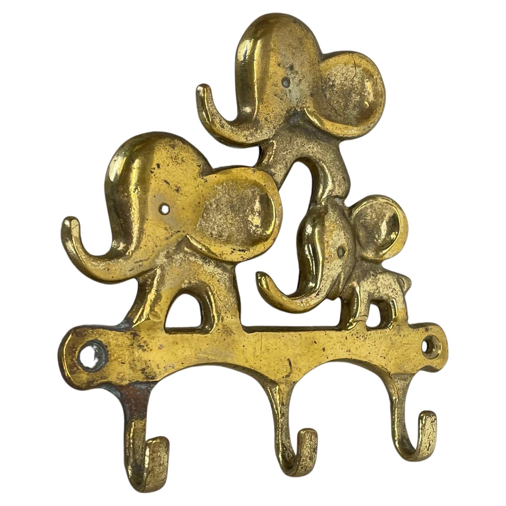 brass "ELEFANT" Hook Coat Element by WALTER BOSSE Herta Baller, Austria 1950s