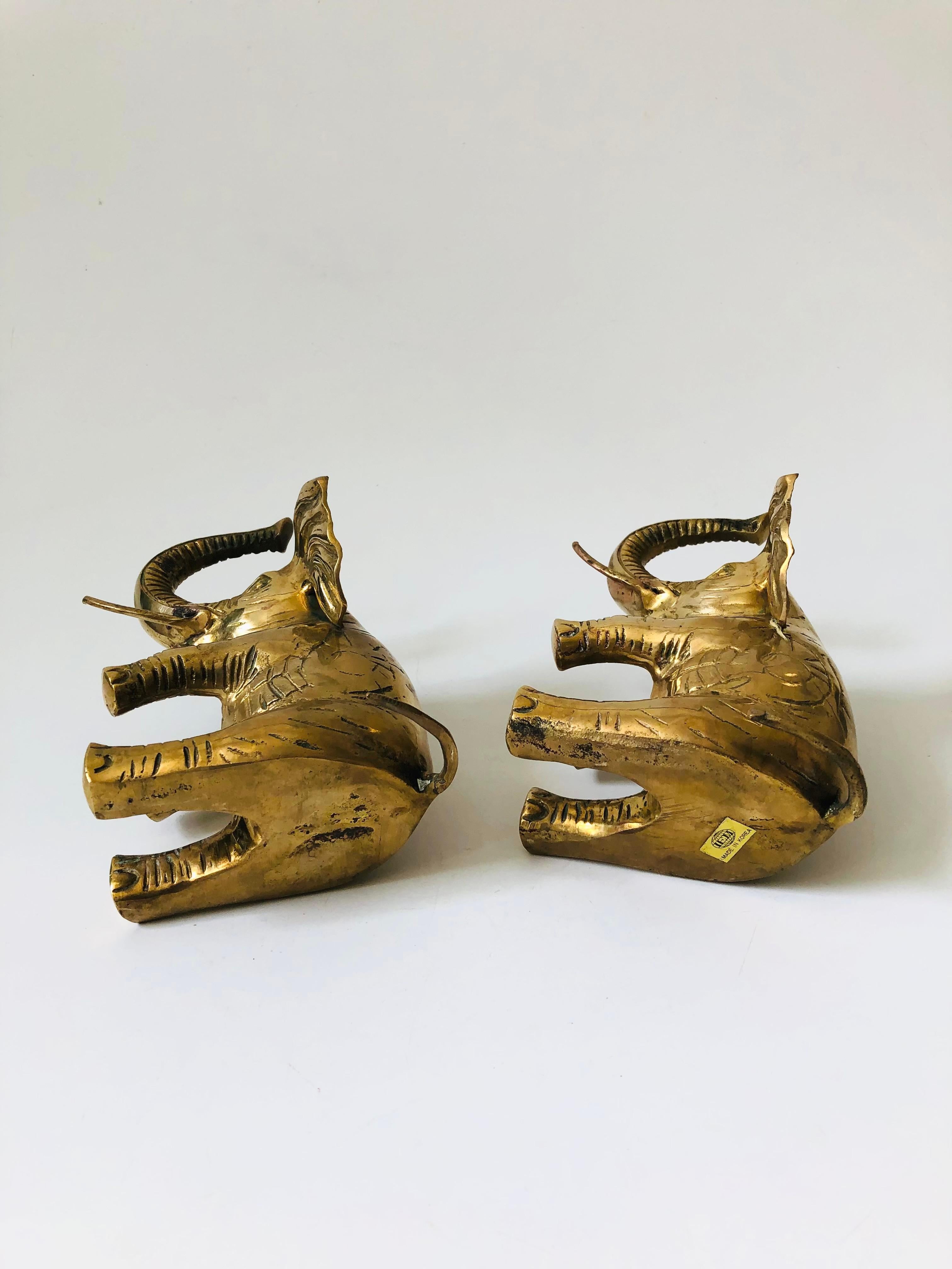 Brass Elephant Bookends - Set of 2 6
