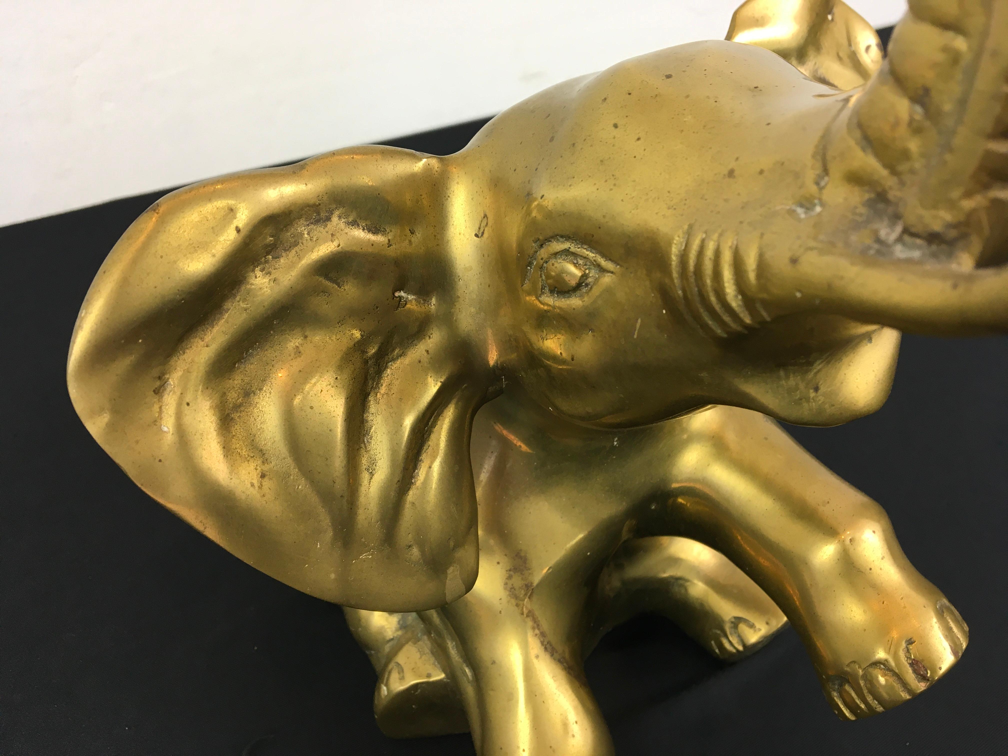 Brass Elephant Sculpture, Sitting Elephant, 1960s For Sale 4