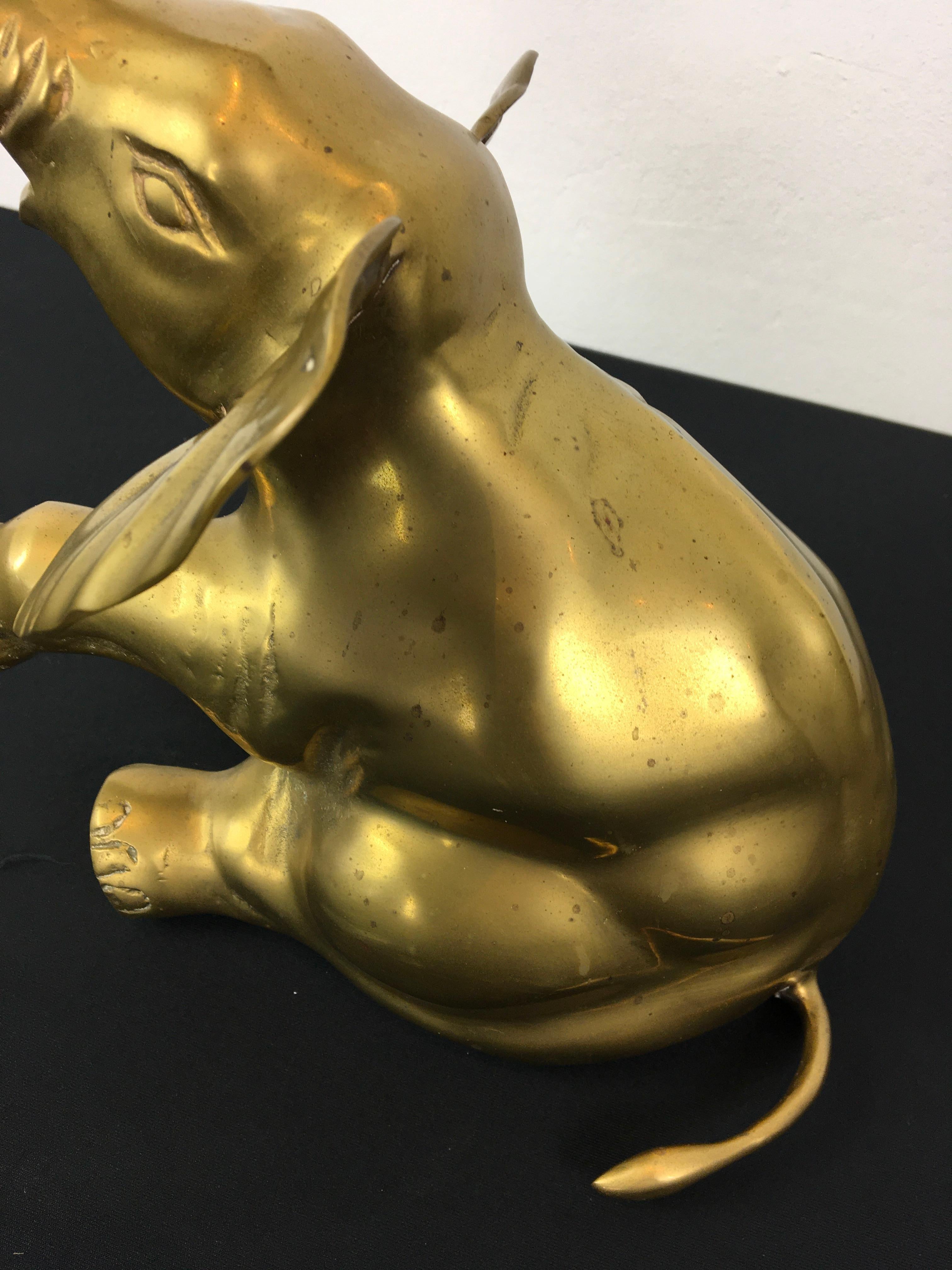 Brass Elephant Sculpture, Sitting Elephant, 1960s For Sale 7