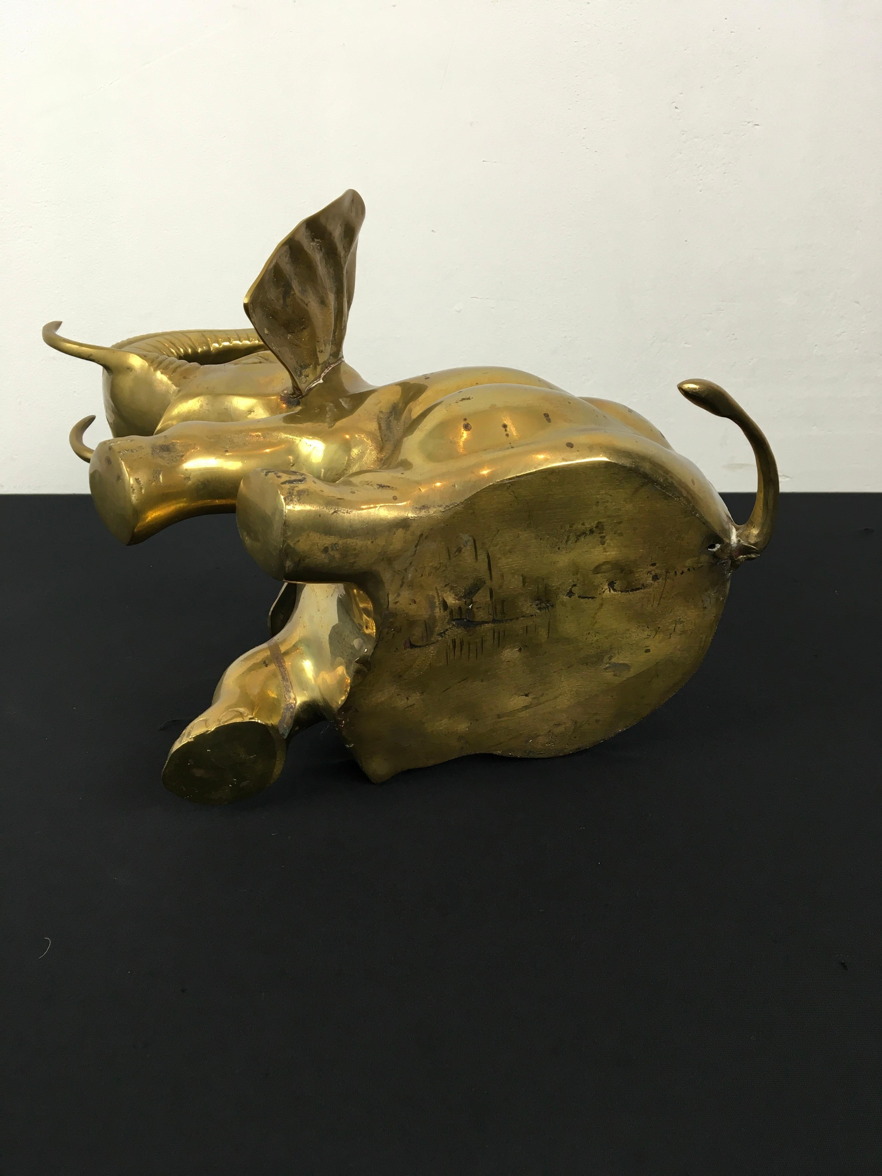 Brass Elephant Sculpture, Sitting Elephant, 1960s For Sale 8