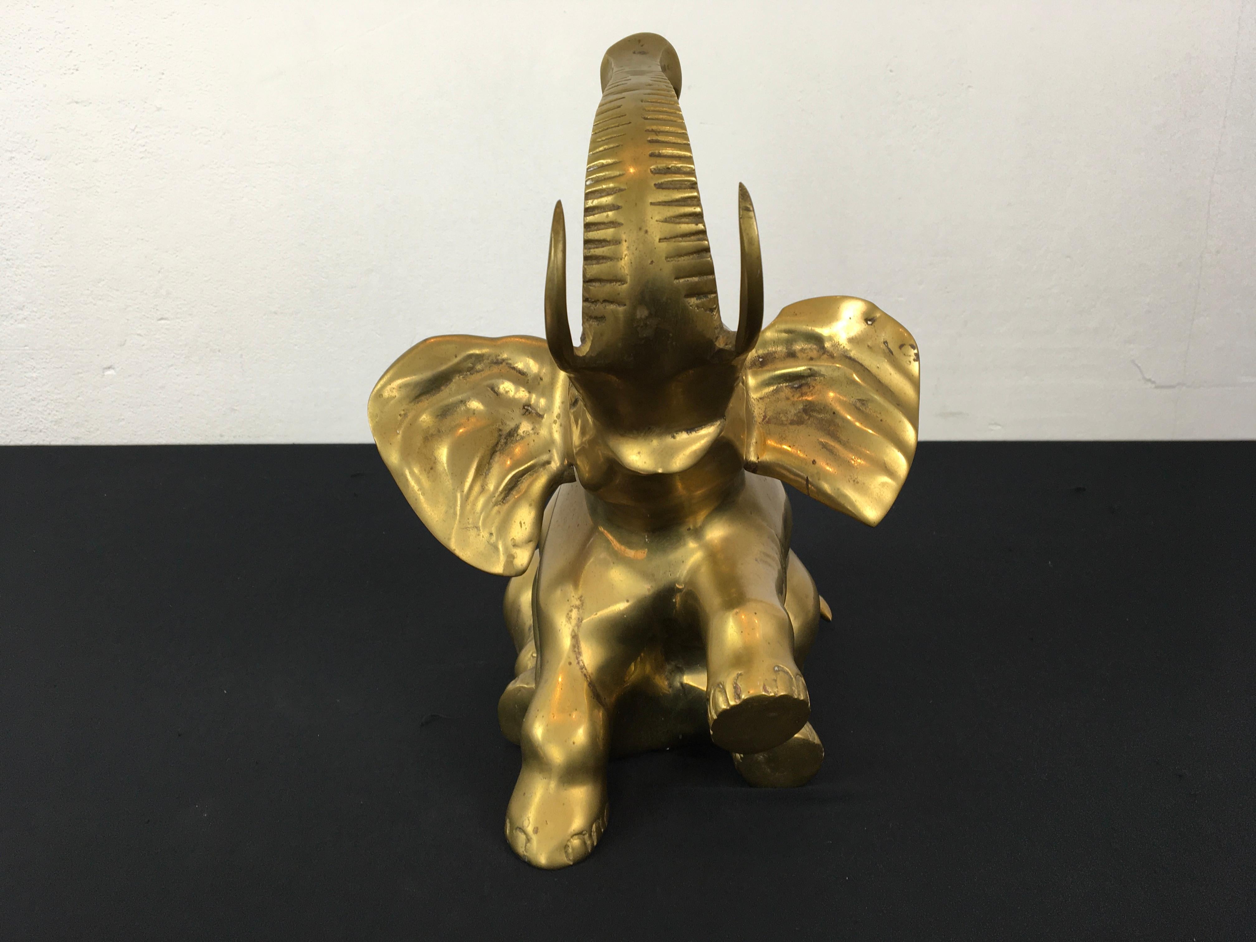 Brass Elephant Sculpture, Sitting Elephant, 1960s For Sale 9