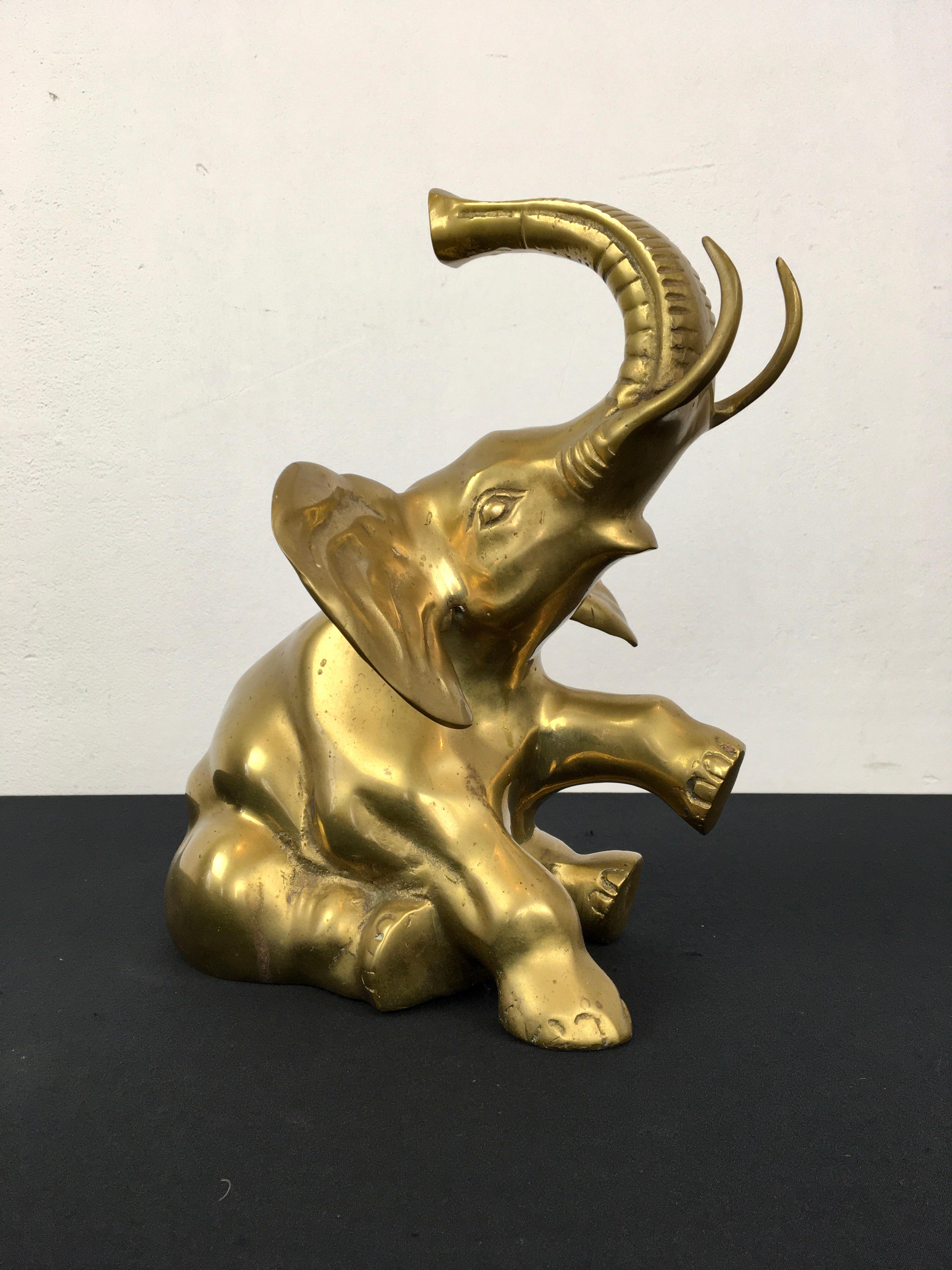 Brass Elephant Sculpture, Sitting Elephant, 1960s For Sale 10