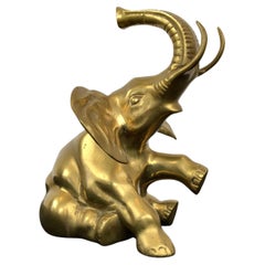 Brass Elephant Sculpture, Sitting Elephant, 1960s