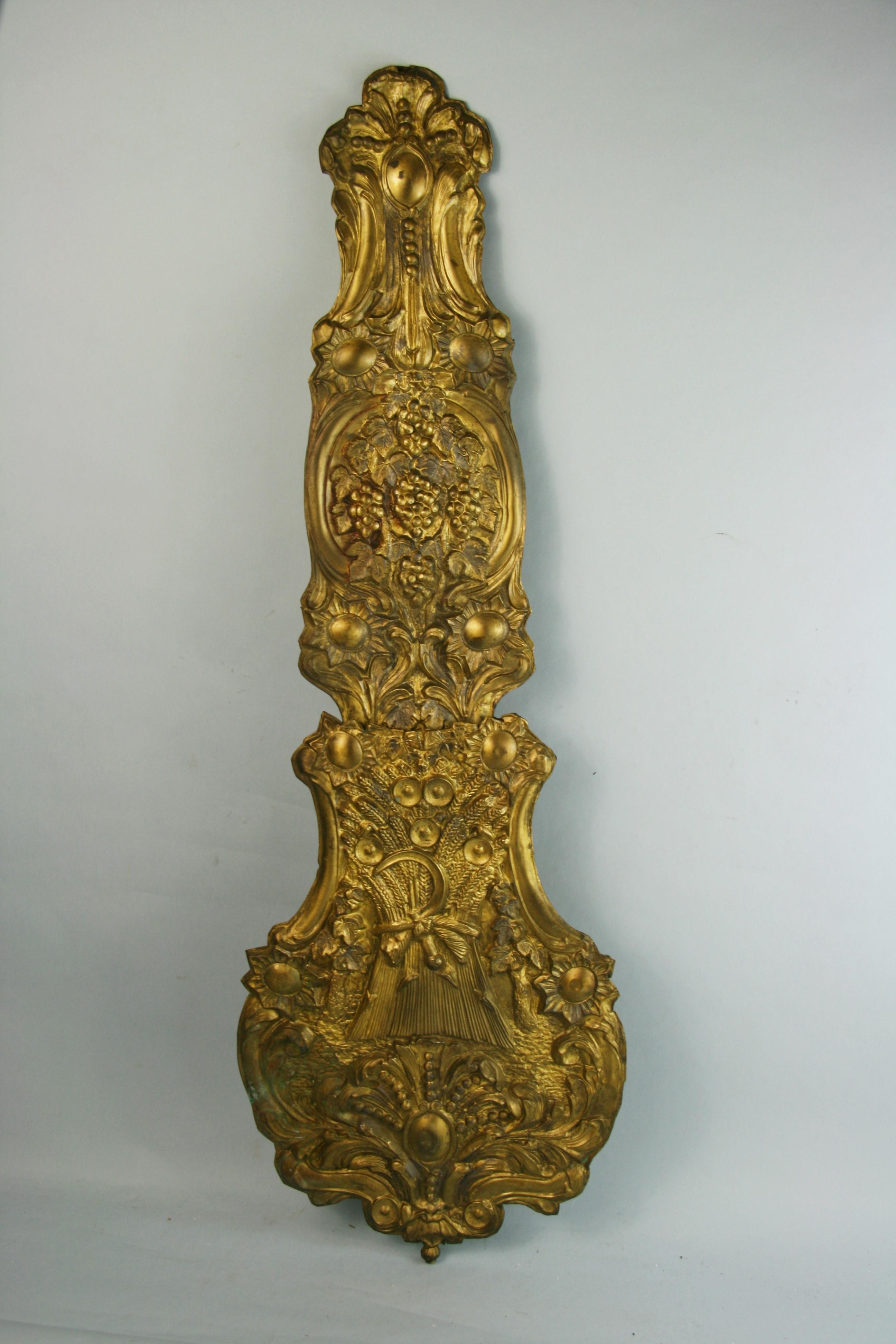 3-677 French brass embossed architectural element.
Has matching clock face see 3-676