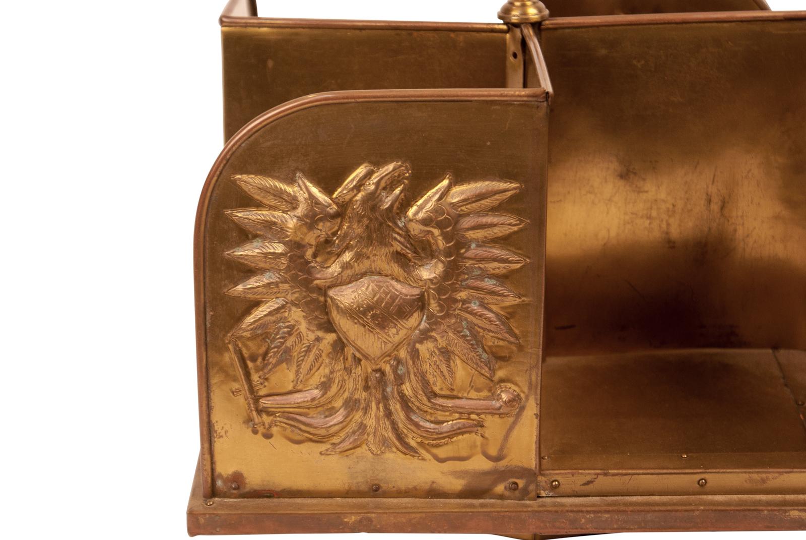 Baltic Brass Embossed Book Caddy, circa 1900