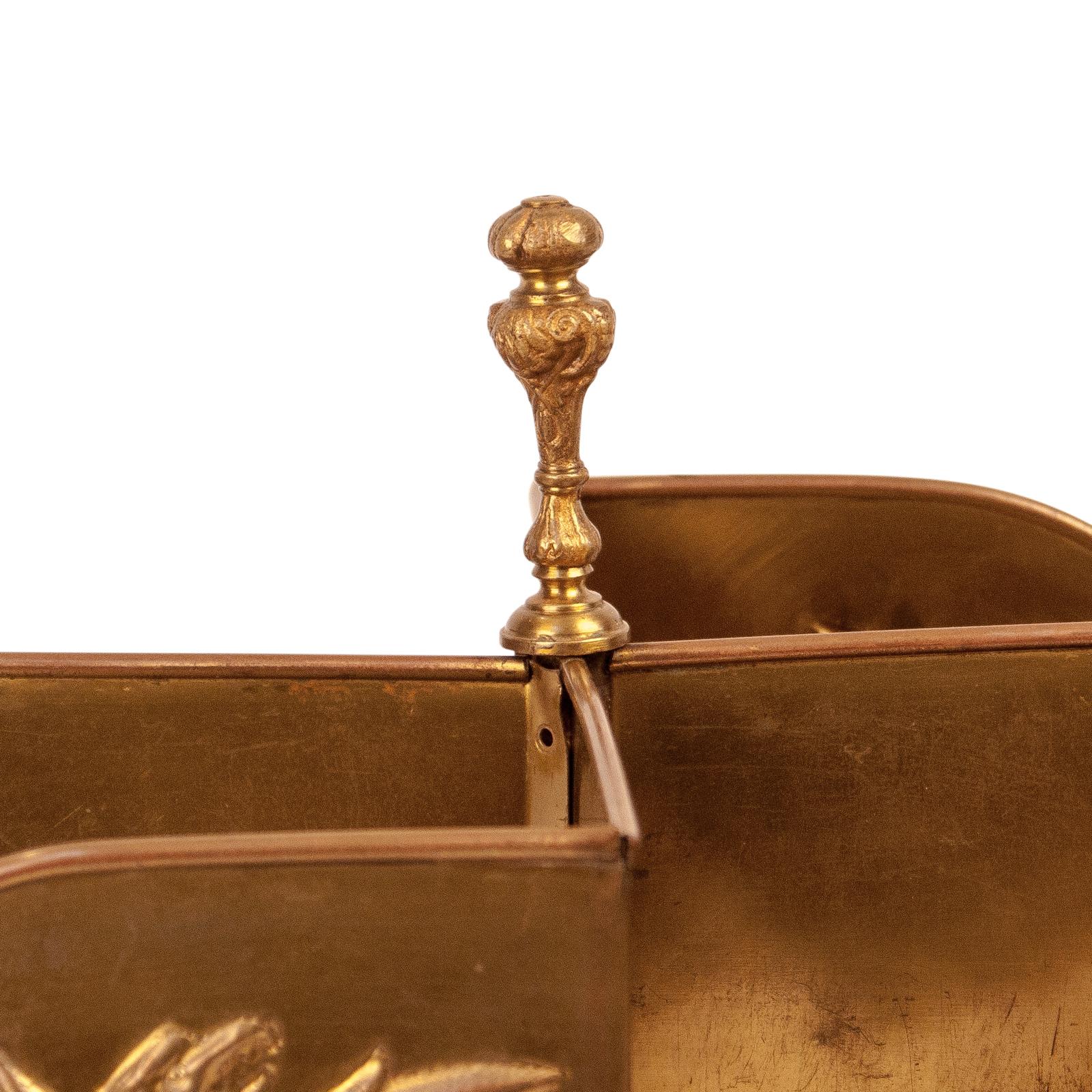 20th Century Brass Embossed Book Caddy, circa 1900