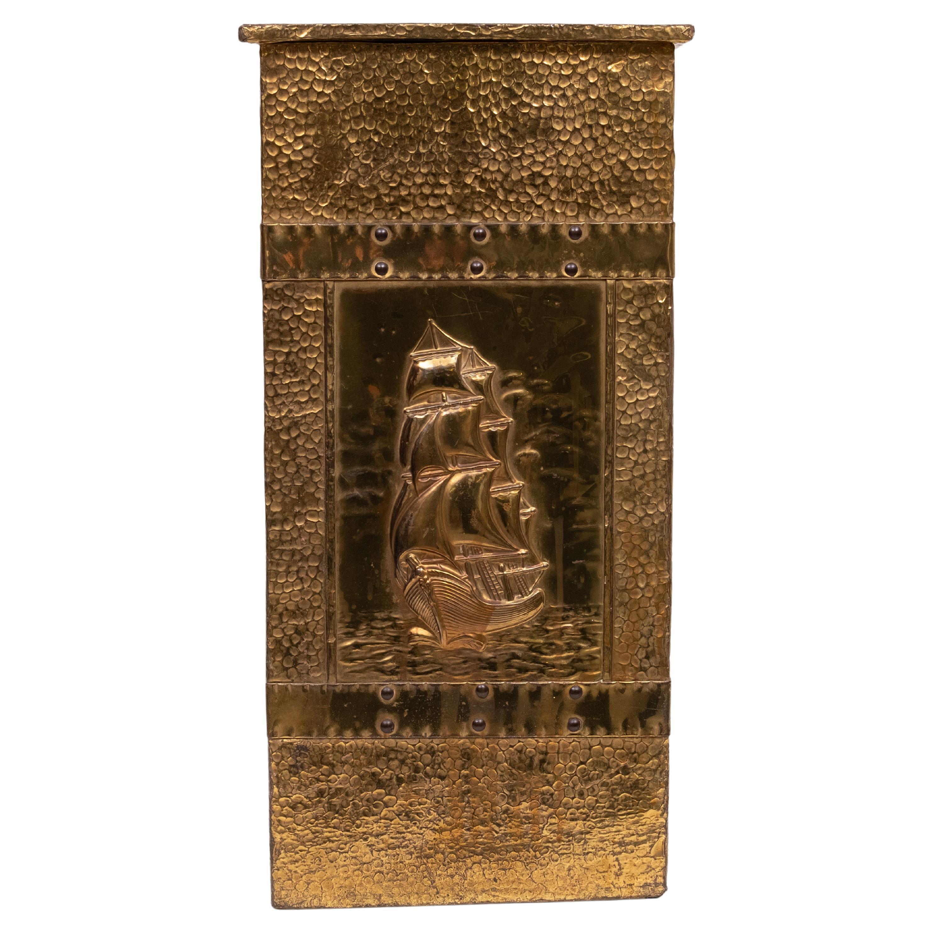 Brass embossed Umbrella Stand 1930s Holland