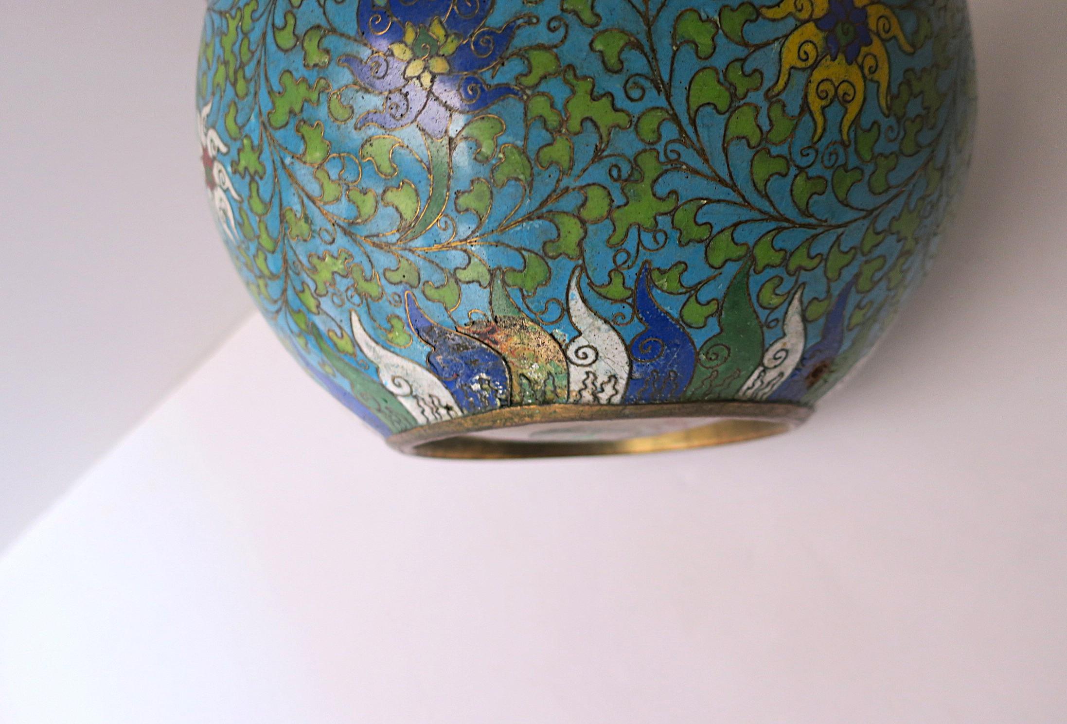 Ciotola in ottone smaltato Cloisonné Fioriera Cachepot Jardinière in vendita 4