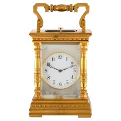 Vintage Brass & Enamel Gilt French Carriage Table Clock