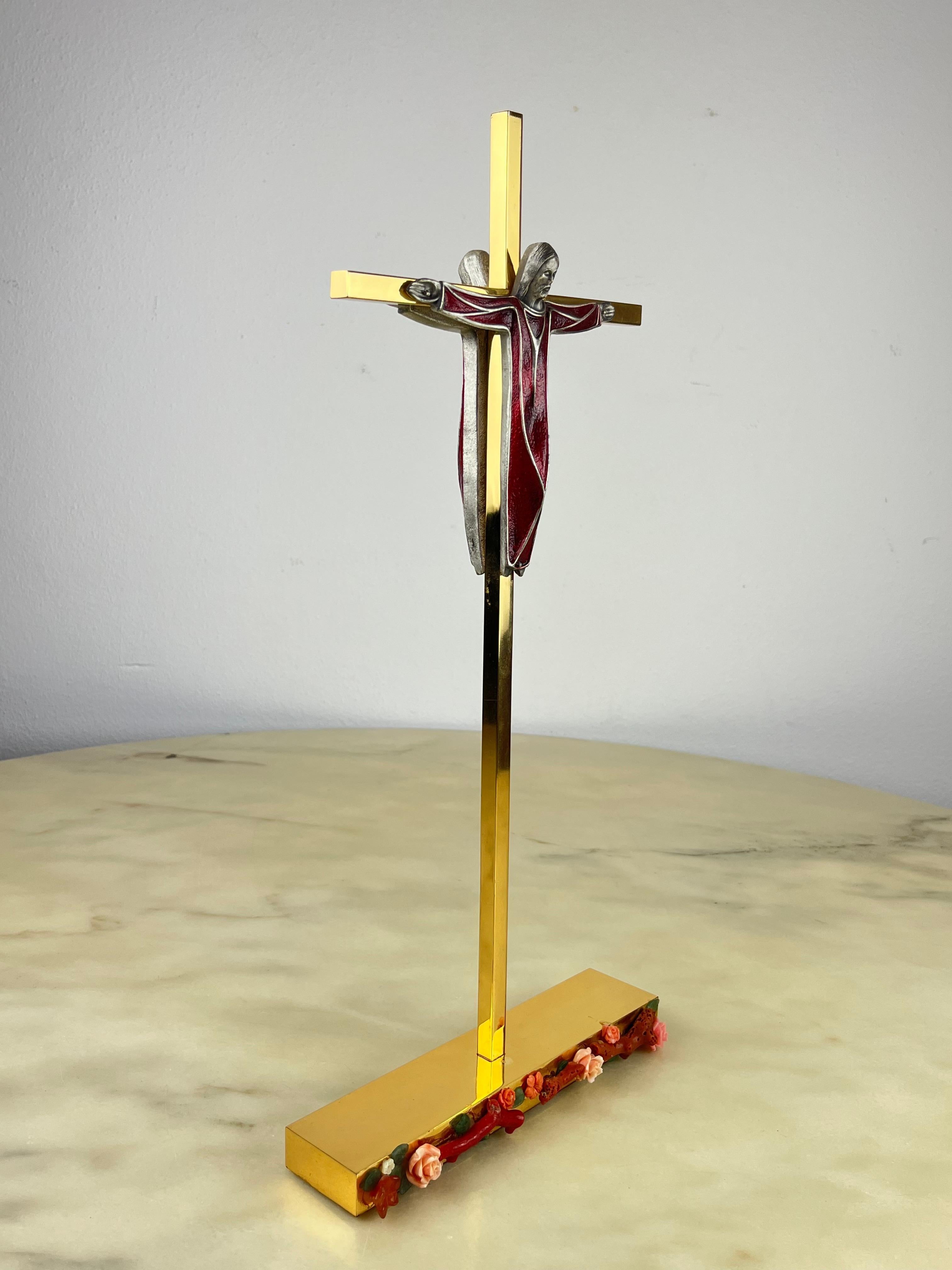 Italian Brass Crucifix, Italy, 1980s For Sale