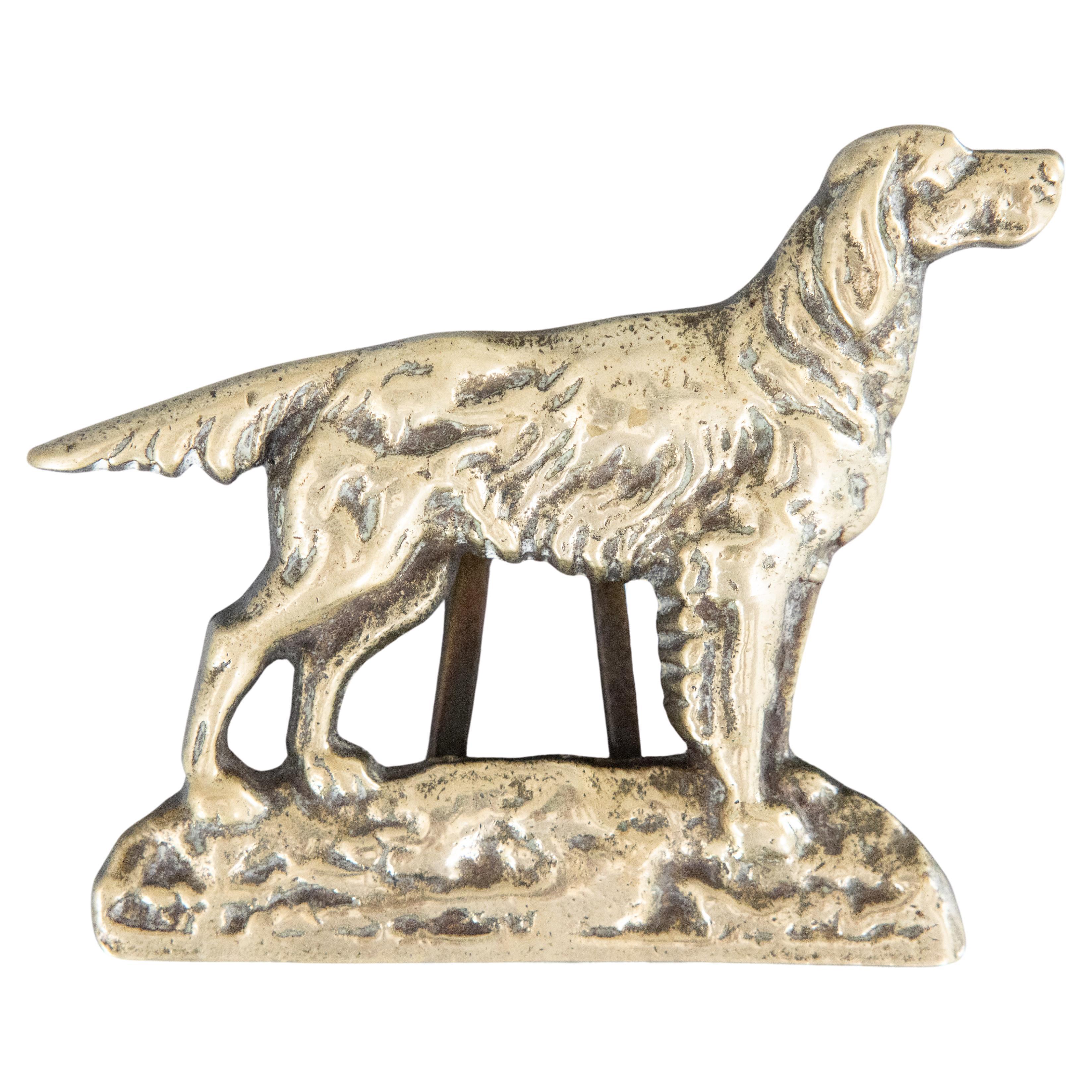 English Setter Sporting Dog Türklopfer aus Messing, CIRCA 1930