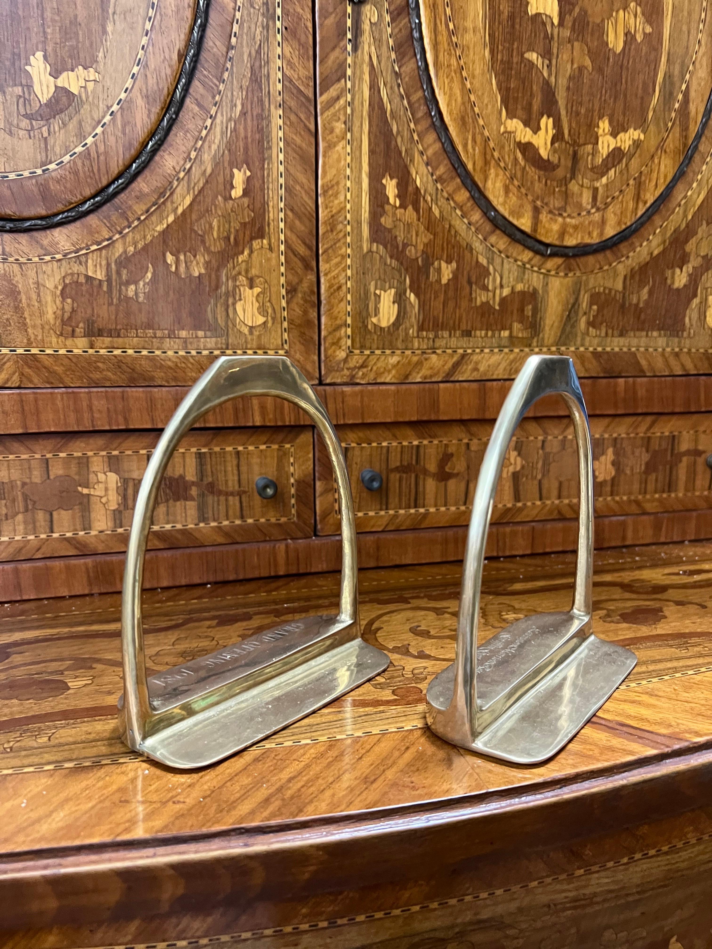 Brass Equestrian Stirrup Bookends For Sale 1