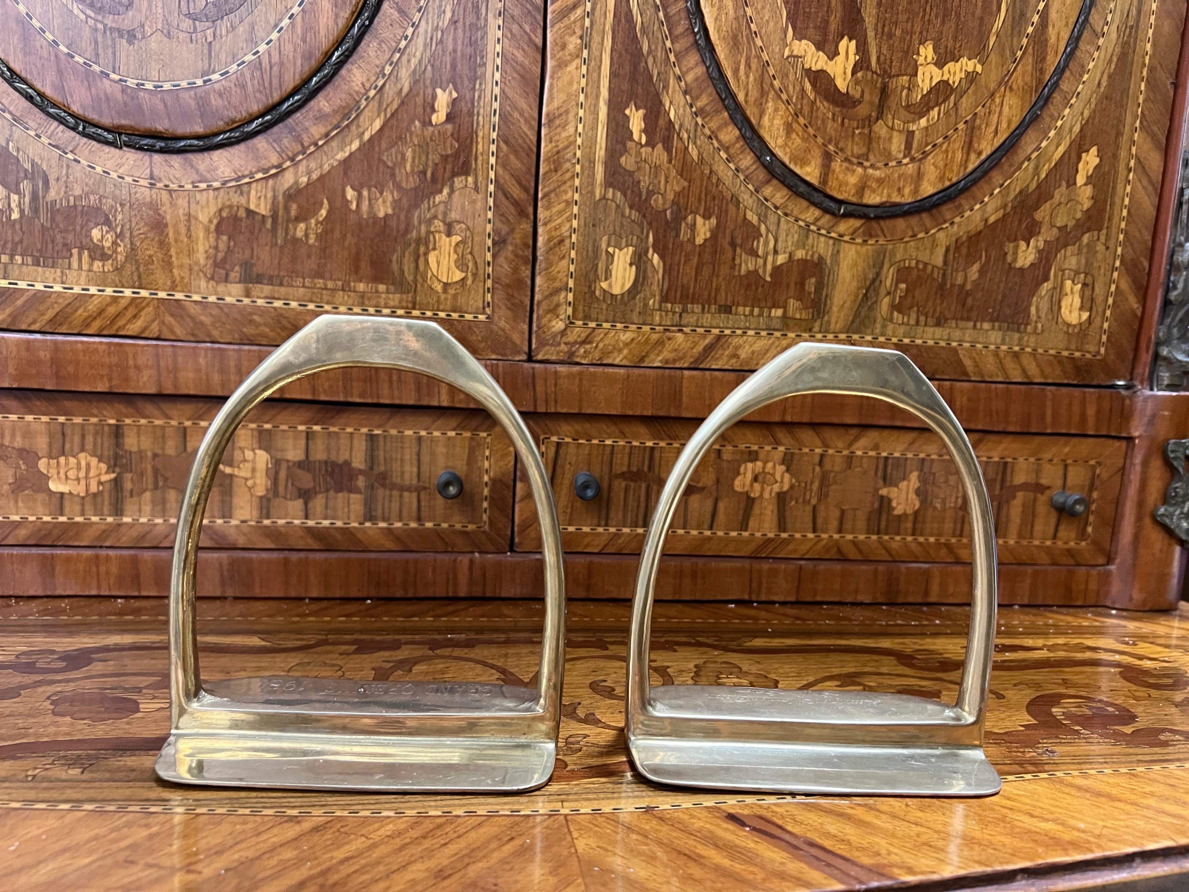 Brass Equestrian Stirrup Bookends For Sale 2