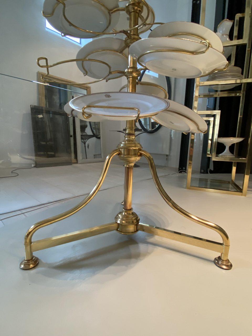 French Brass Étagère-Plate Display Stand For Sale