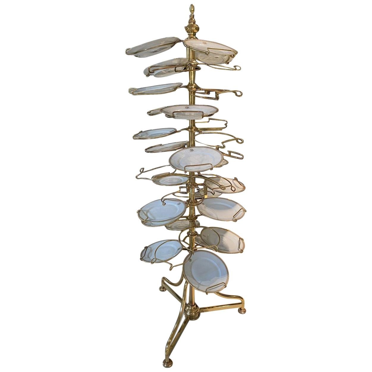 Brass Étagère-Plate Display Stand For Sale