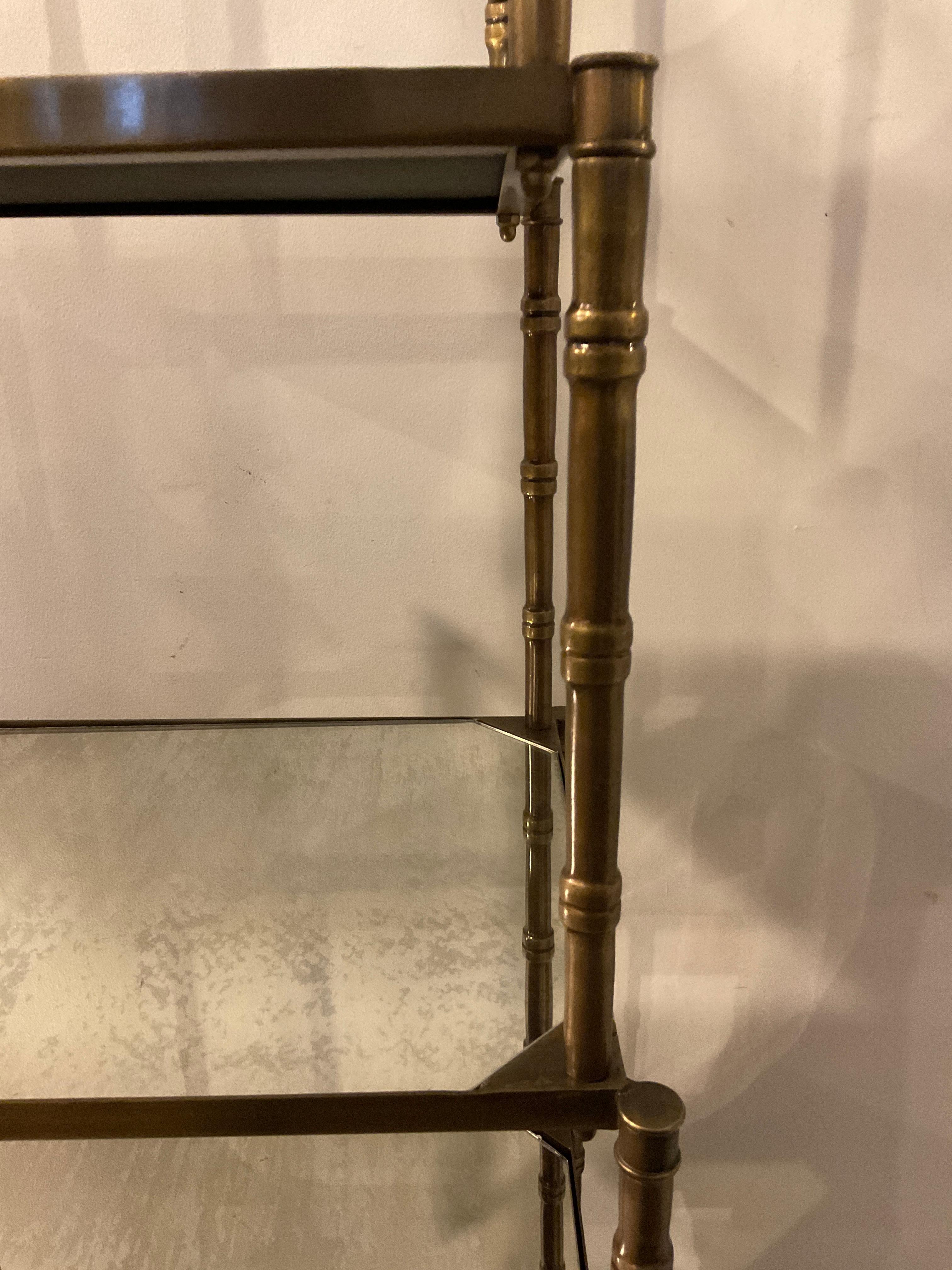 Brass Etagere With Antiqued Mirror Shelves 3