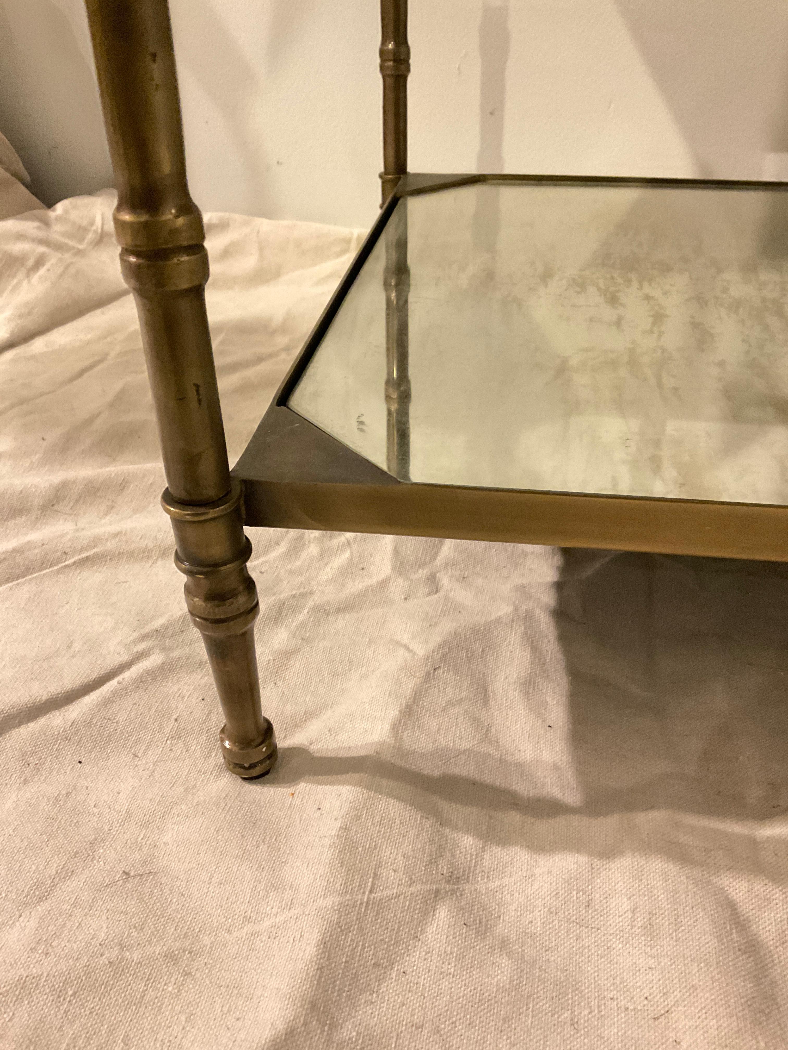 Brass Etagere With Antiqued Mirror Shelves 5